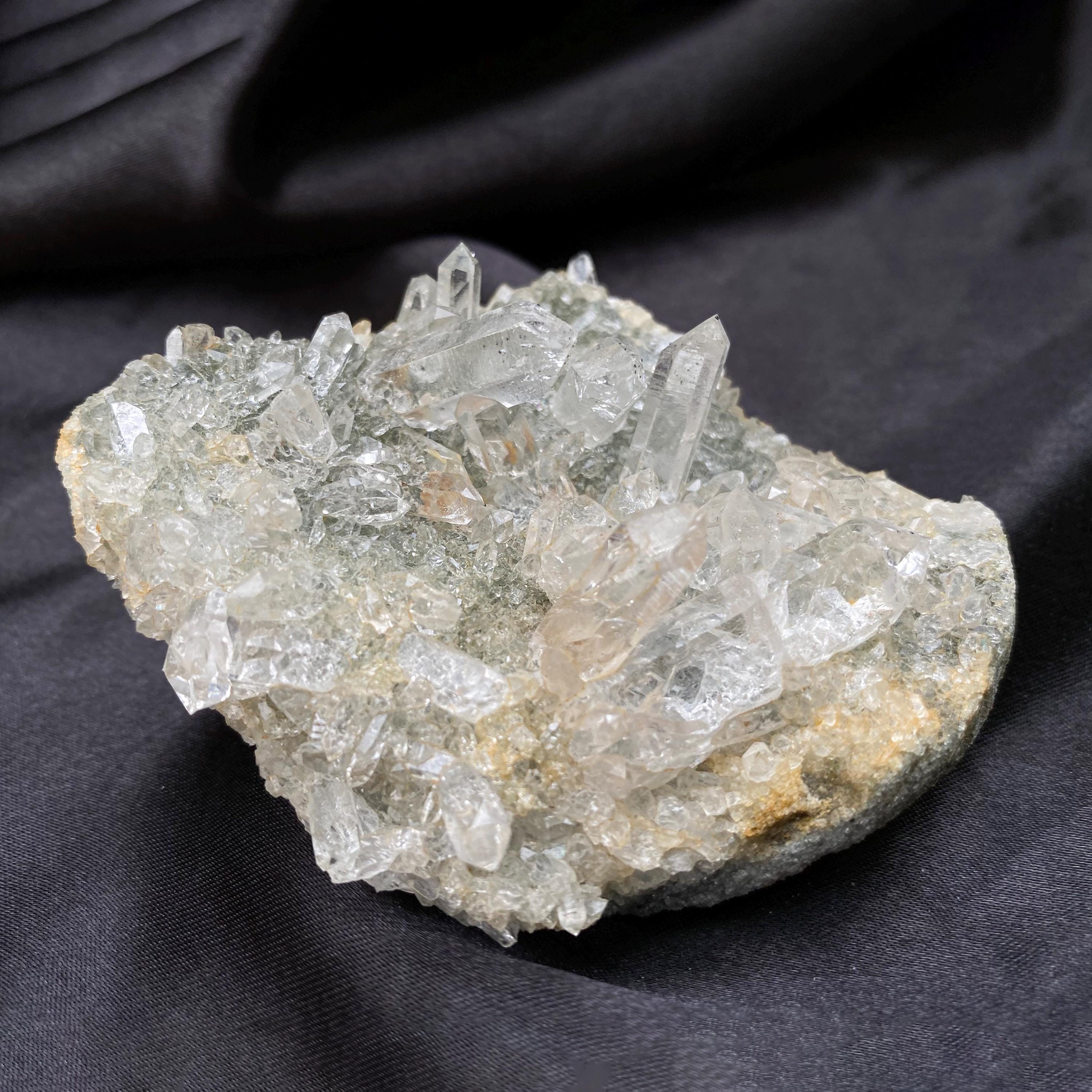 Himalayan Green Chlorite Quartz Cluster: Raw Crystal Healing Stone, 220g