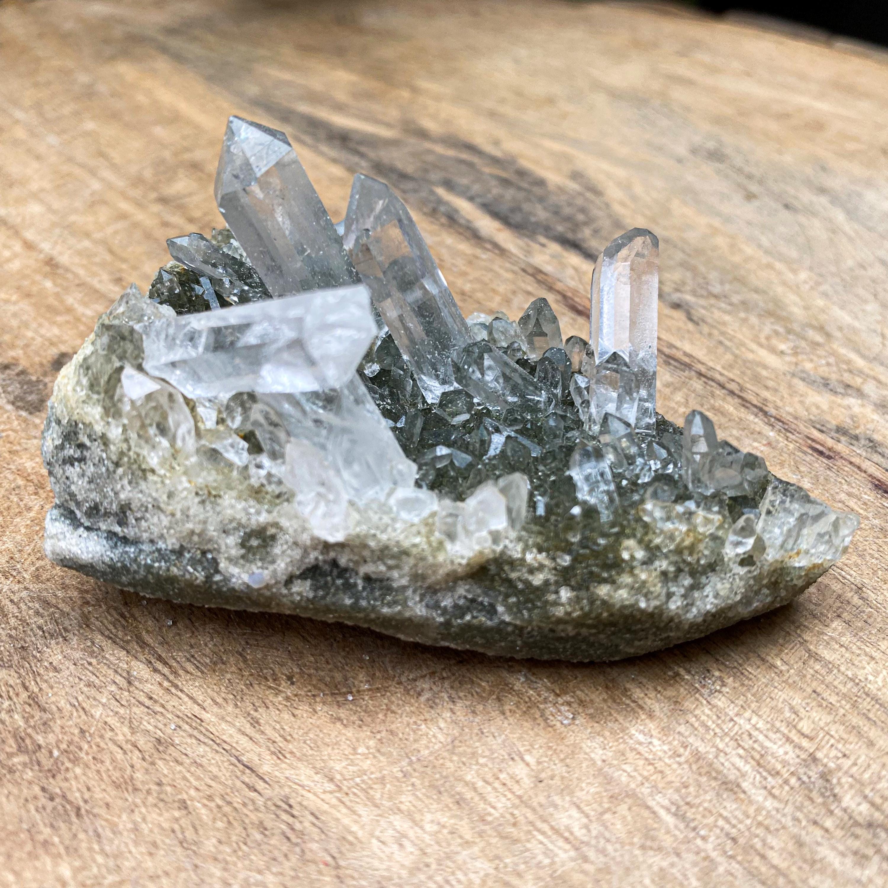 Himalayan Green Chlorite Quartz Point: 90gm Gwindel Crystal