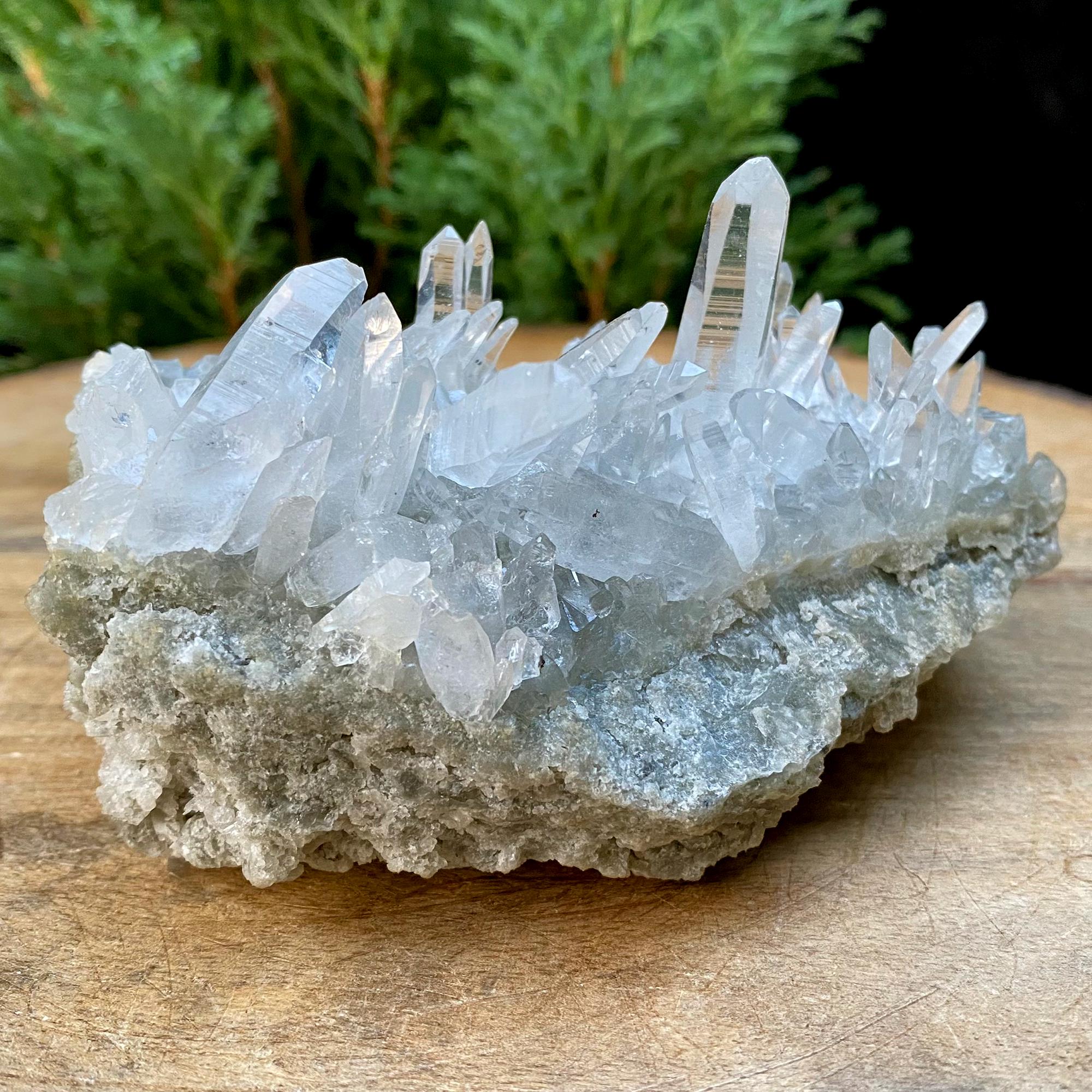 Himalayan Green Phantom Quartz Cluster: Raw Crystal Healing Stone (355gm)