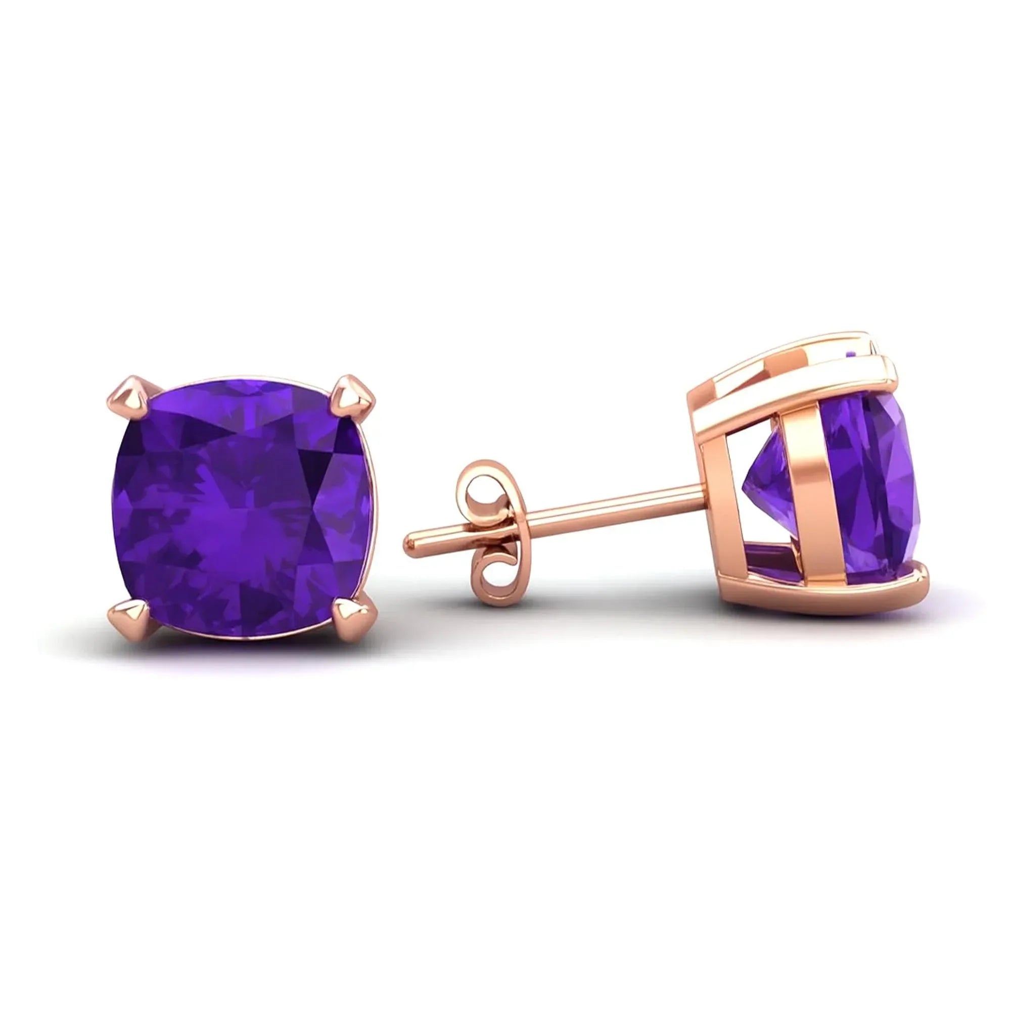 925 Sterling Silver Amethyst Stud Earrings: Minimalist Gemstone Jewelry