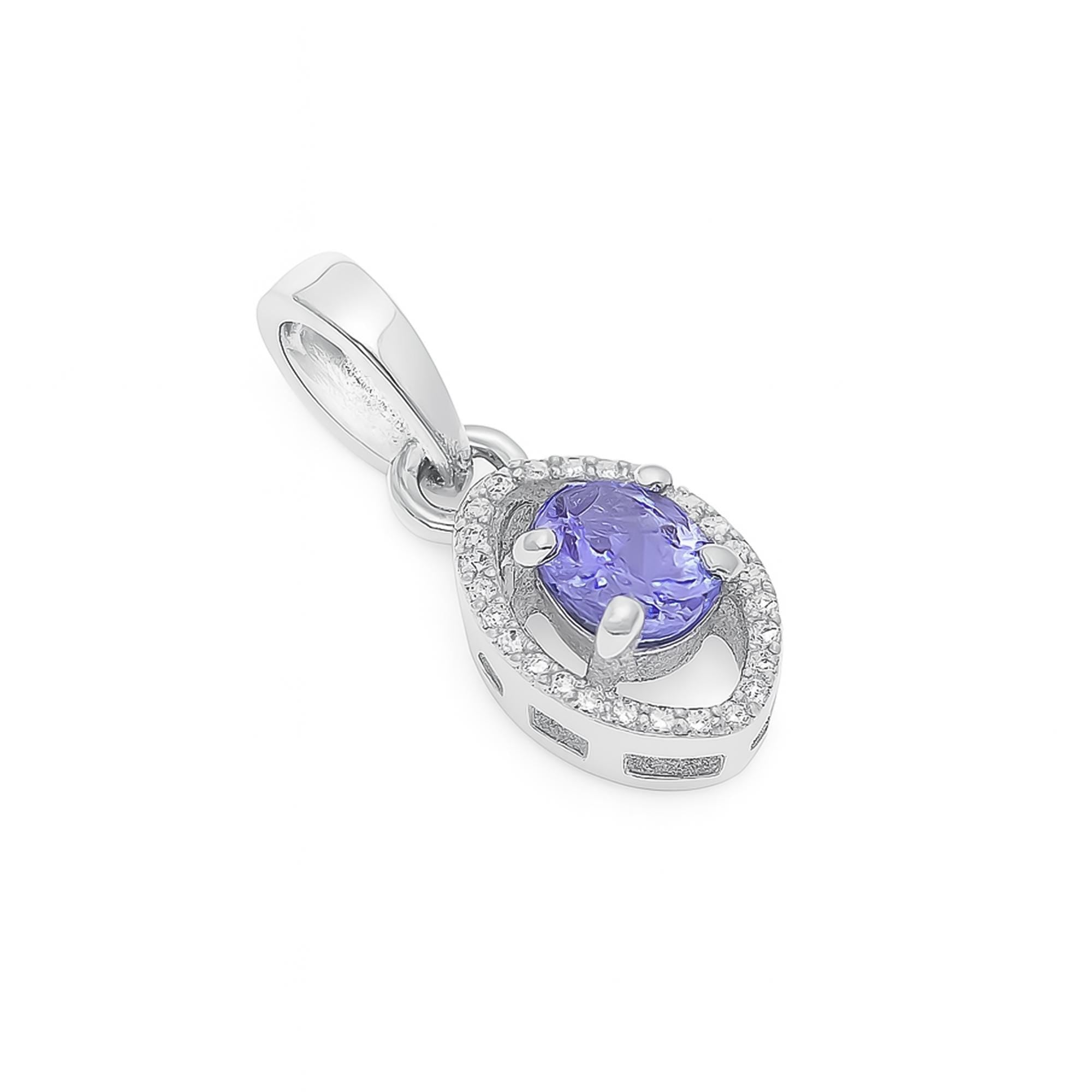 Tiny Tanzanite Pendant: Genuine Blue Gemstone, Sterling Silver