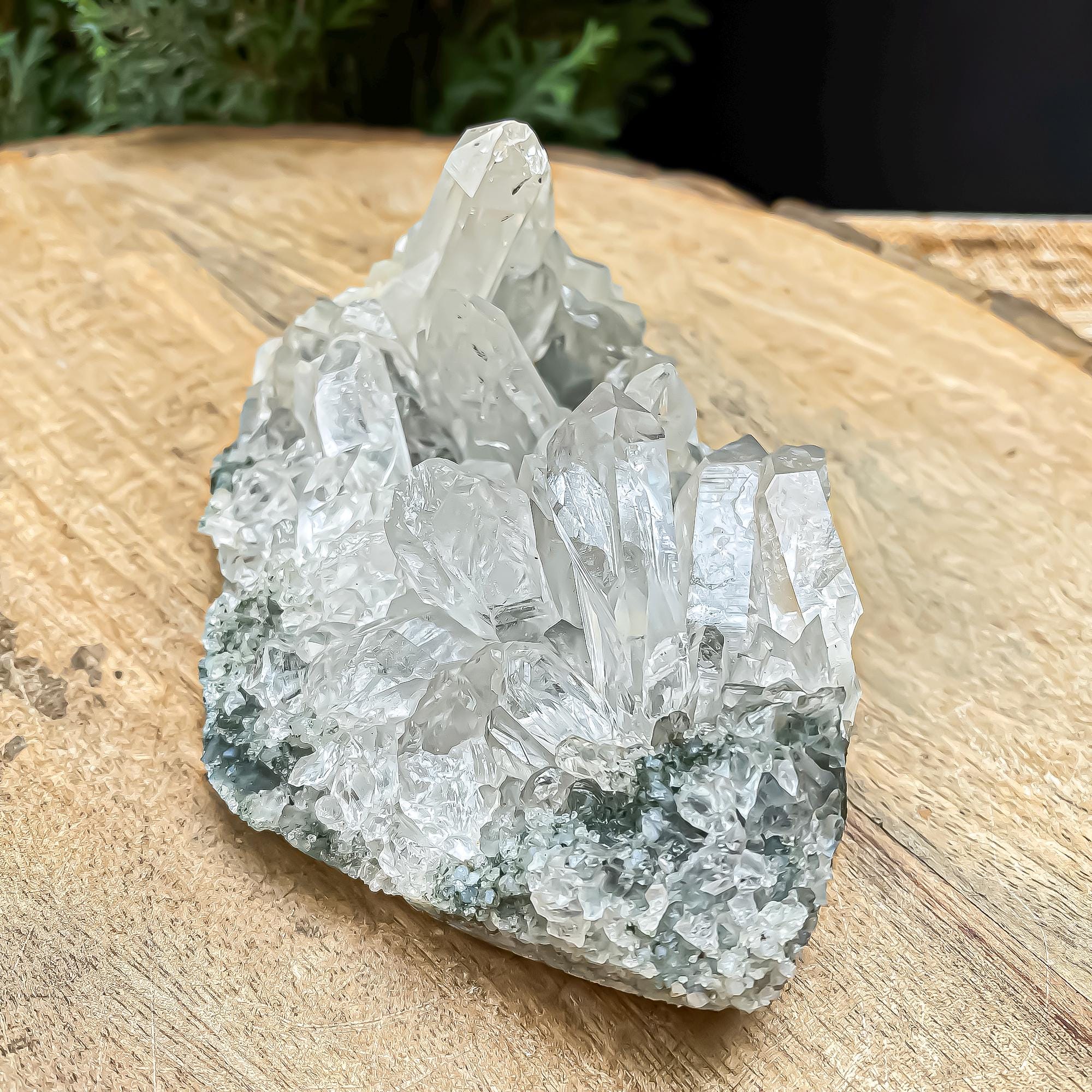 Natural Himalayan Green Chlorite Quartz Cluster  360gm Raw Healing Crystal for Meditation & Home Decor