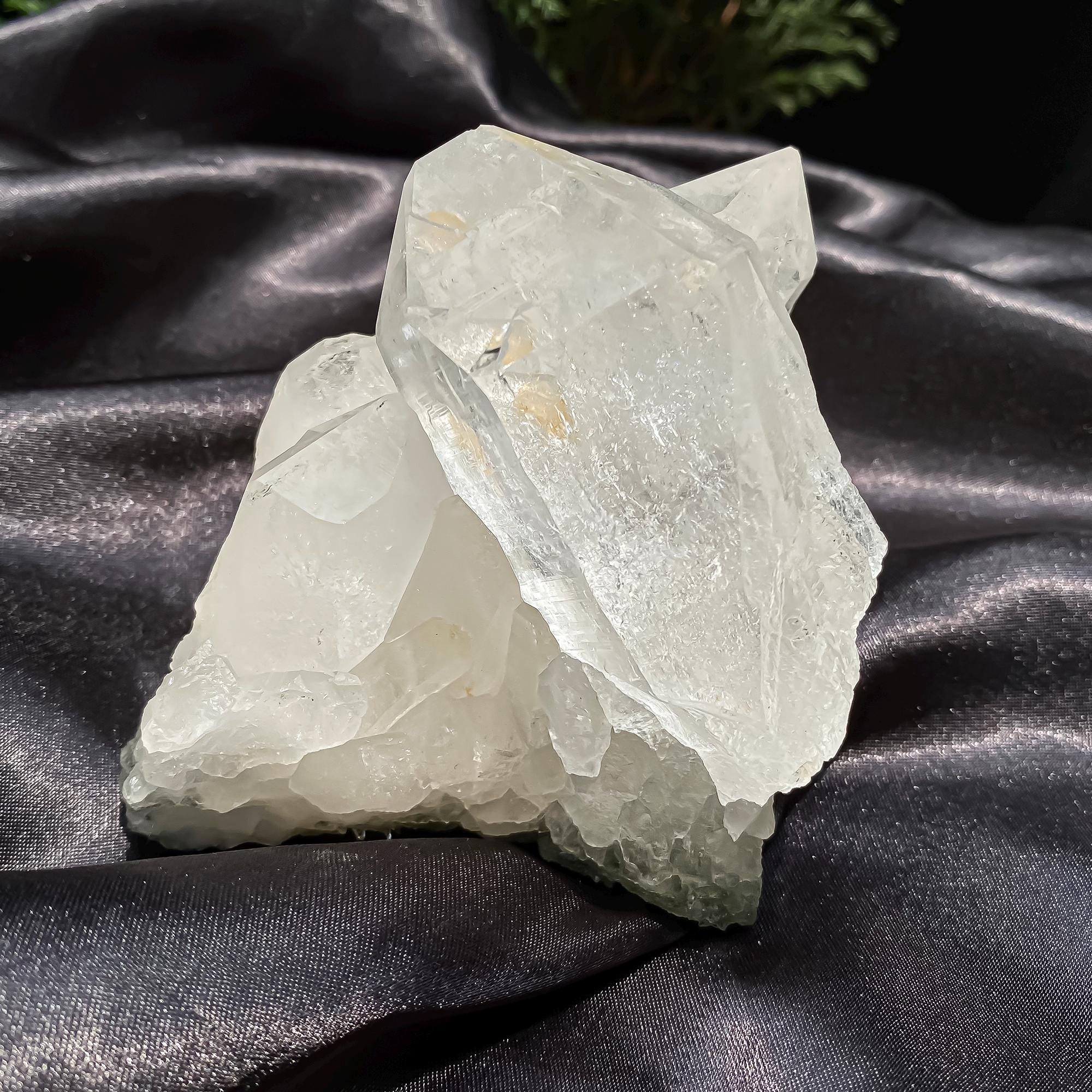 Himalayan Clear Chlorite Quartz Crystal Point: 640gm Raw Green Healing Stone Rough