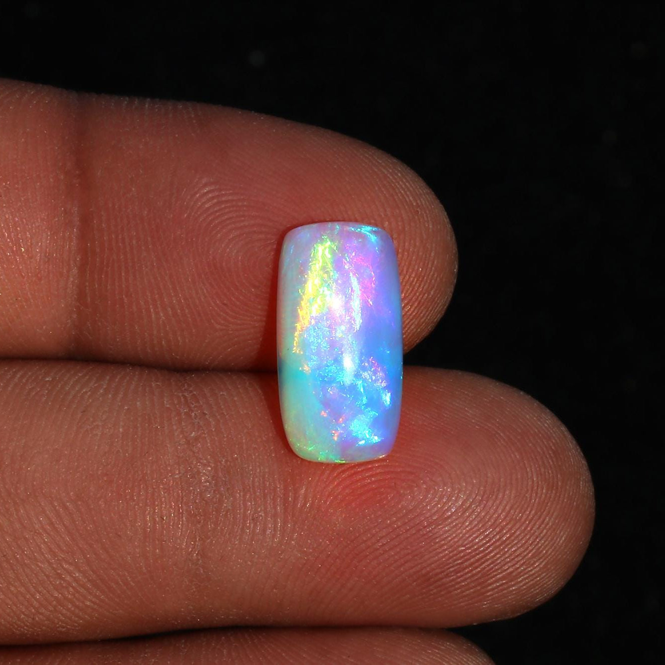Ethiopian Fire Opal Cabochon: Long Cushion Gemstone, October Birthstone
