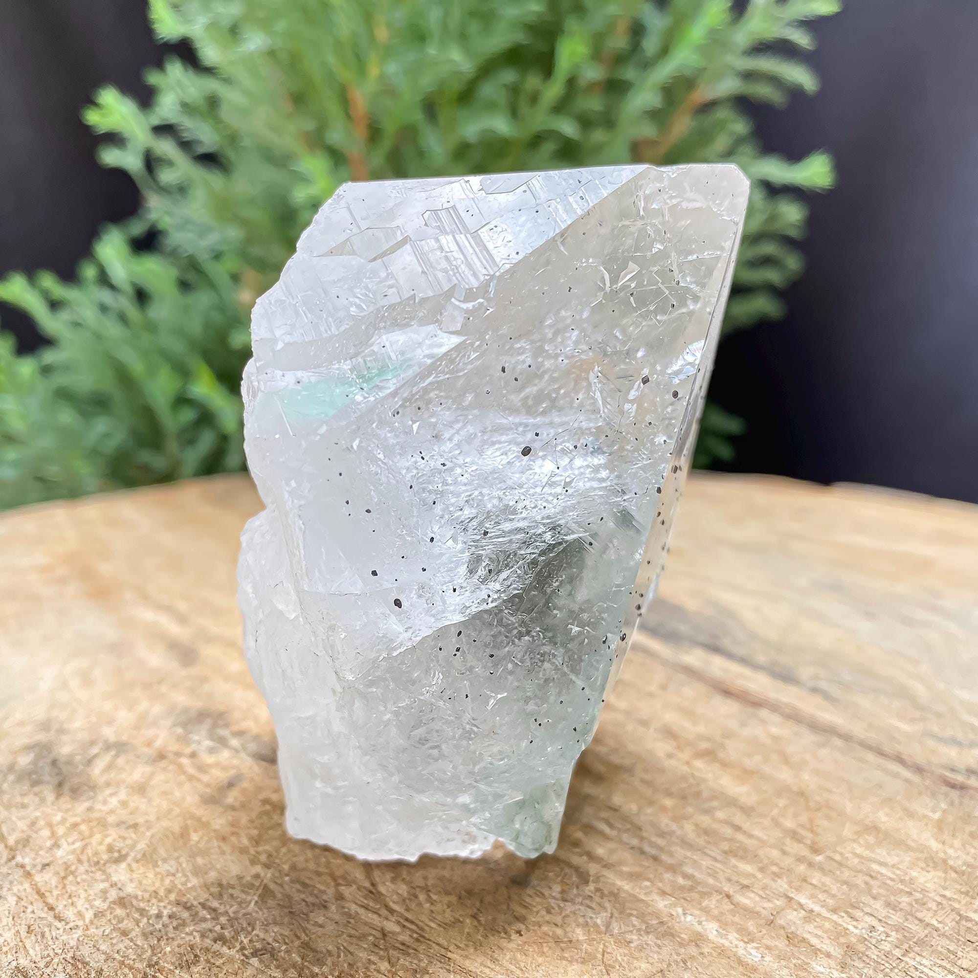 Himalayan Green Chlorite Quartz Point: Black Anatase Crystal, Meditation Stone 345gm