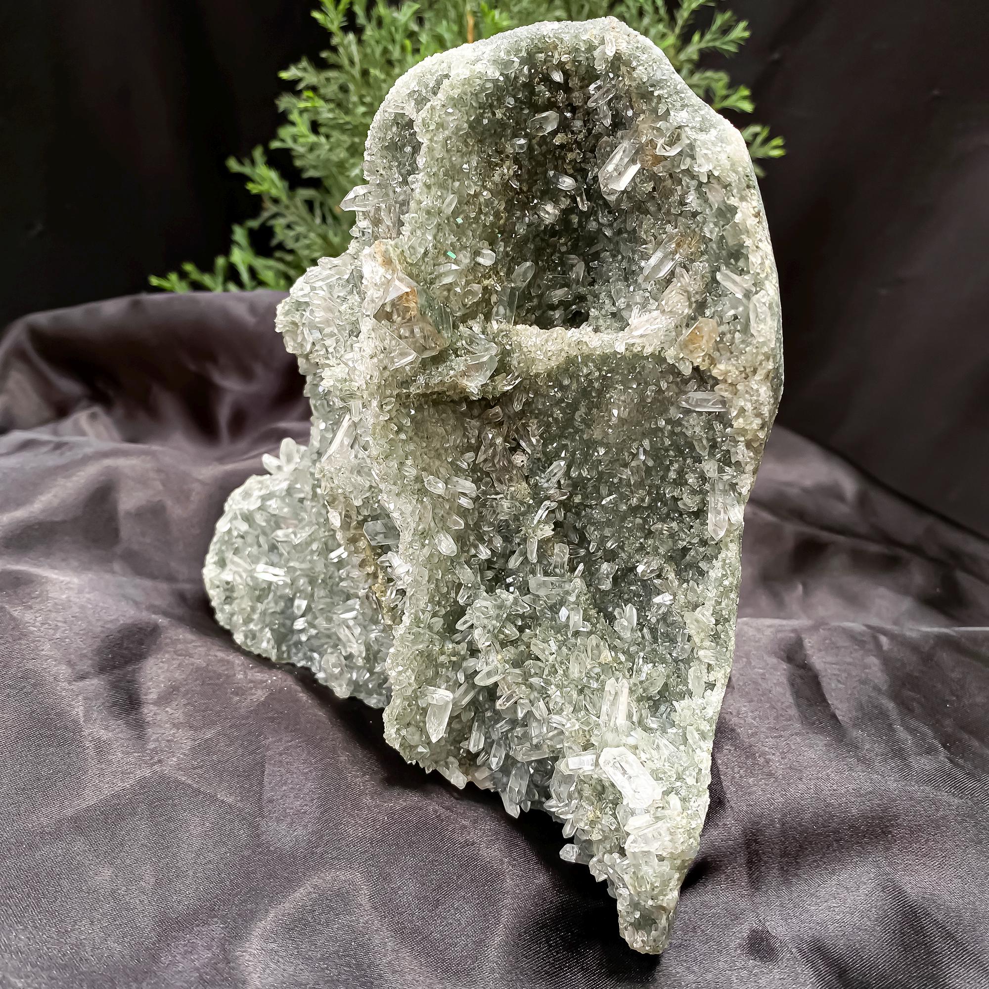 Natural Himalayan Green Chlorite Quartz Cluster 1180gm Raw Healing Stone for Meditation & Home Display