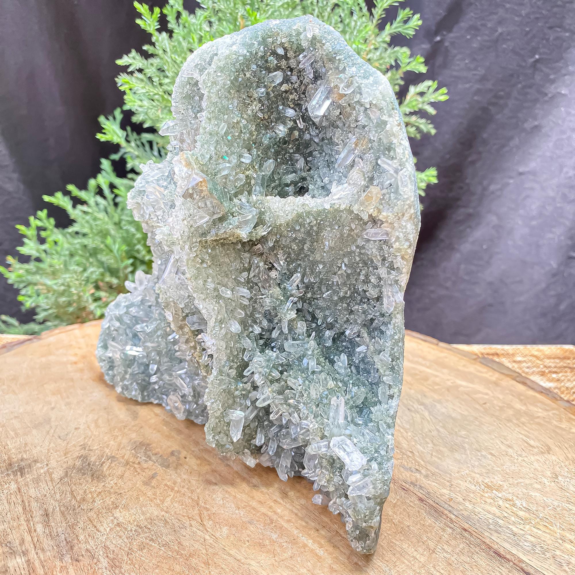 Natural Himalayan Green Chlorite Quartz Cluster 1180gm Raw Healing Stone for Meditation & Home Display
