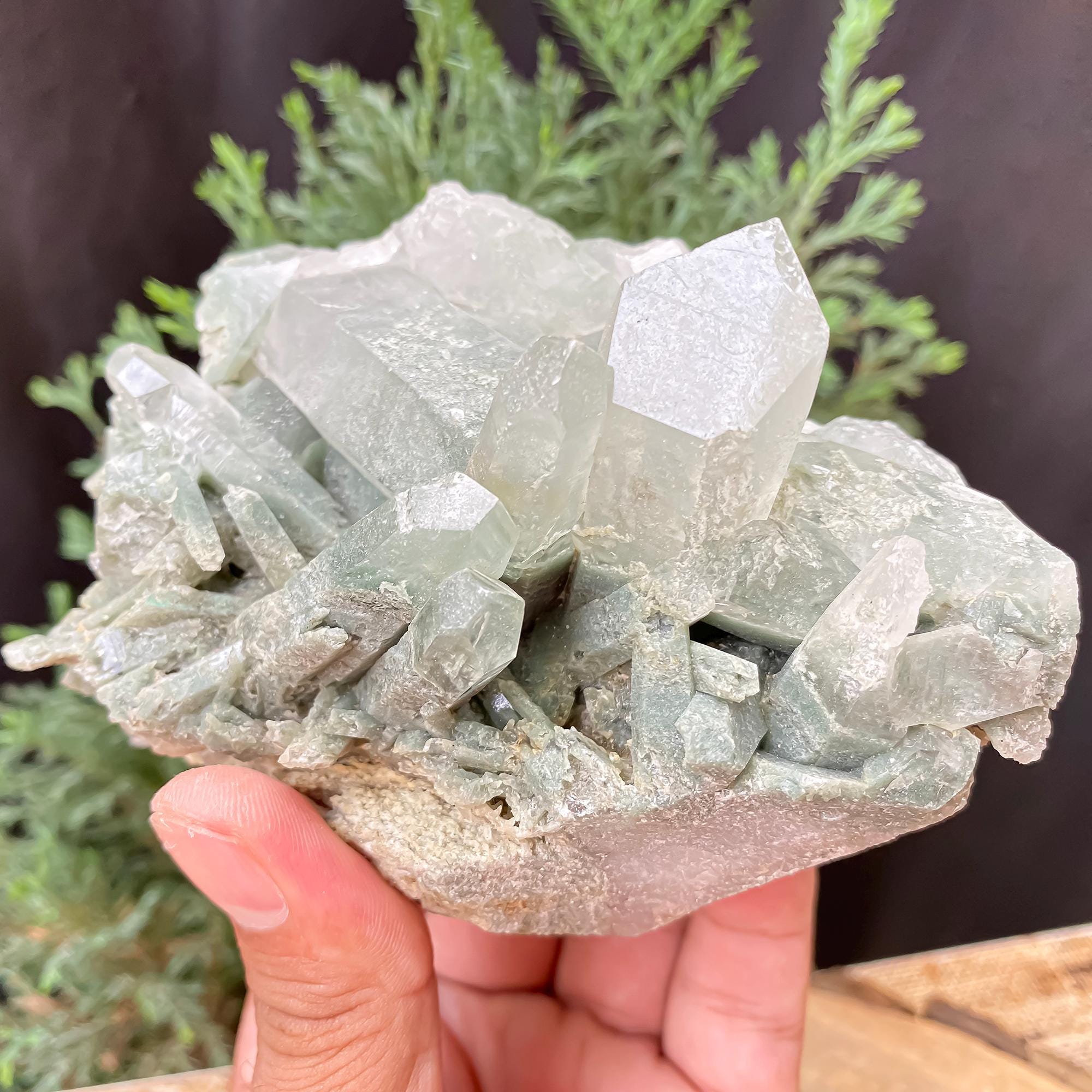Natural Green Phantom Quartz Rough Stone: 740gm Healing Crystal for Energy Work & Home Decor