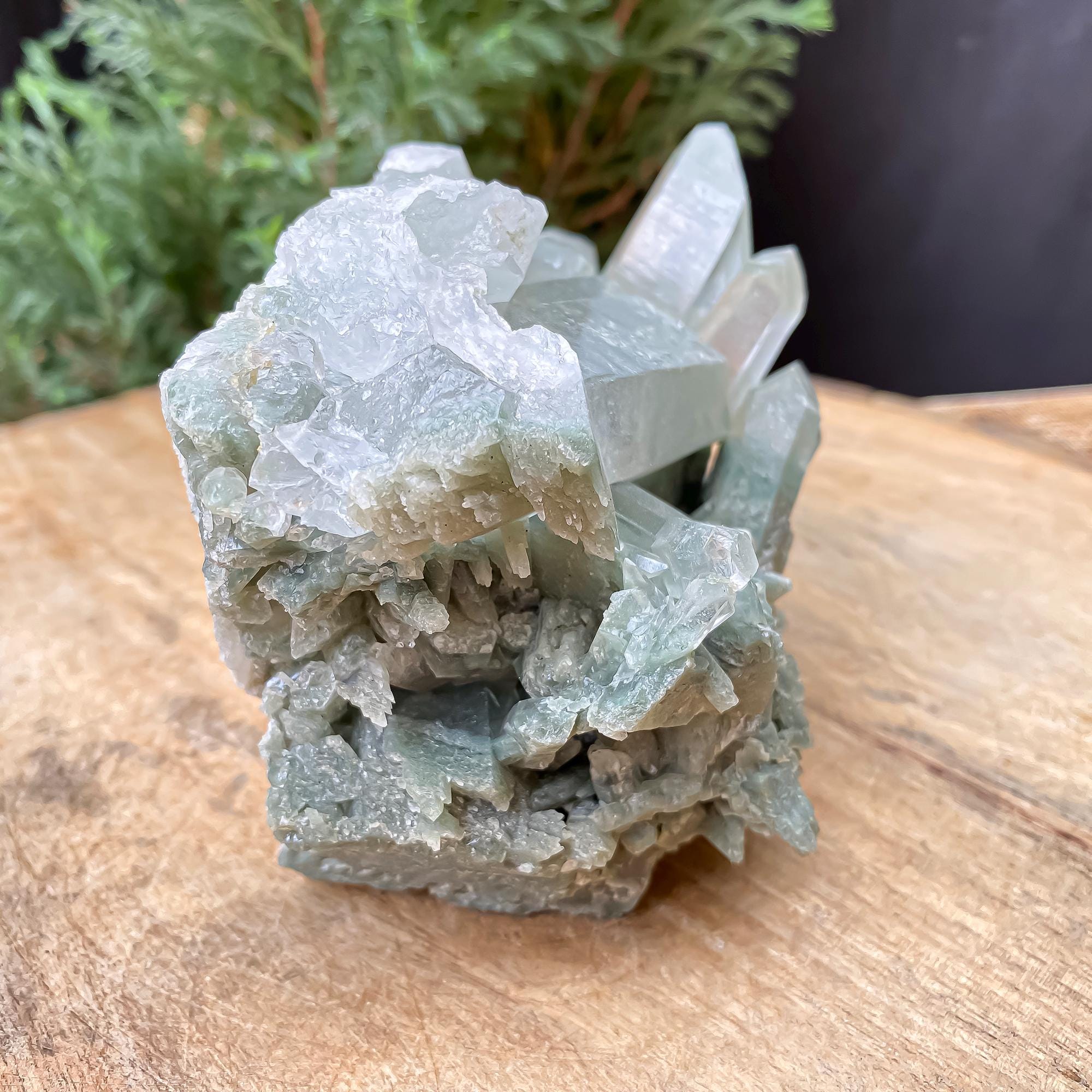 Natural Green Phantom Quartz Rough Stone: 740gm Healing Crystal for Energy Work & Home Decor