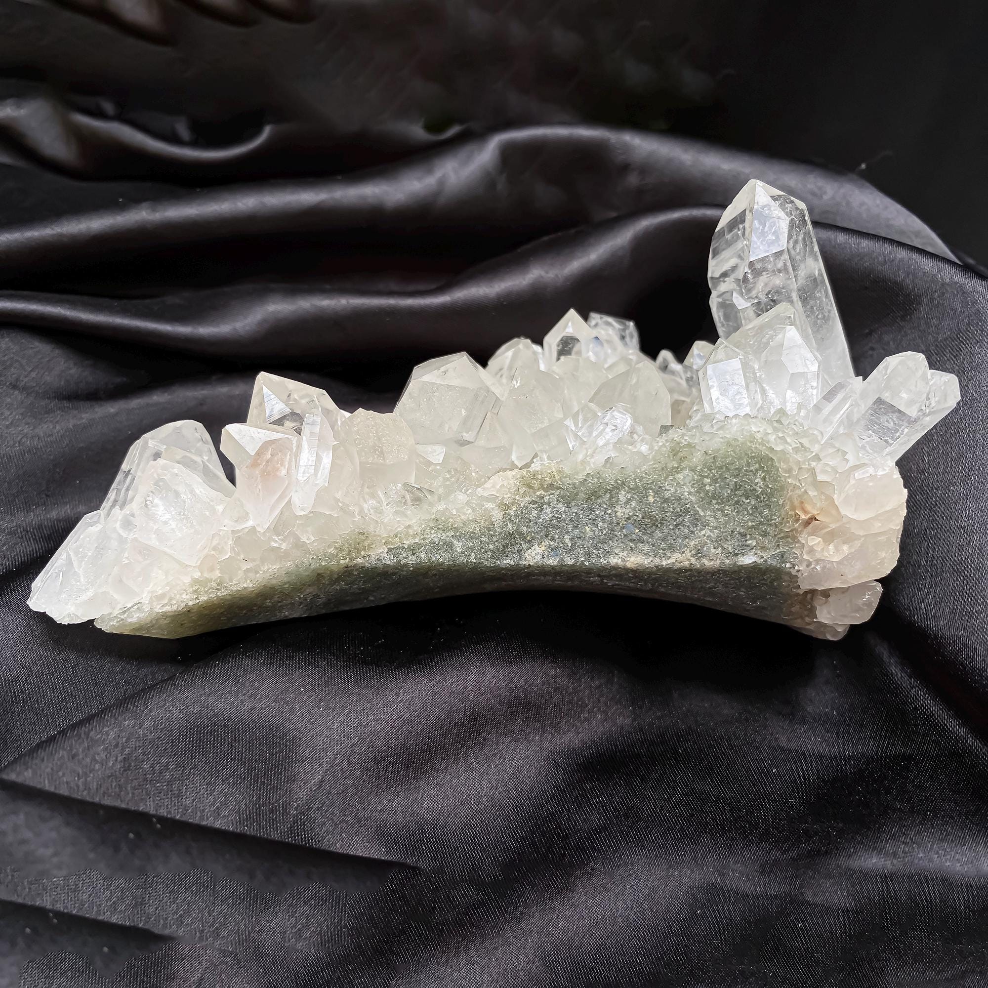 Himalayan Green Chlorite Quartz Cluster: Natural Healing Crystal Rough, 565gm