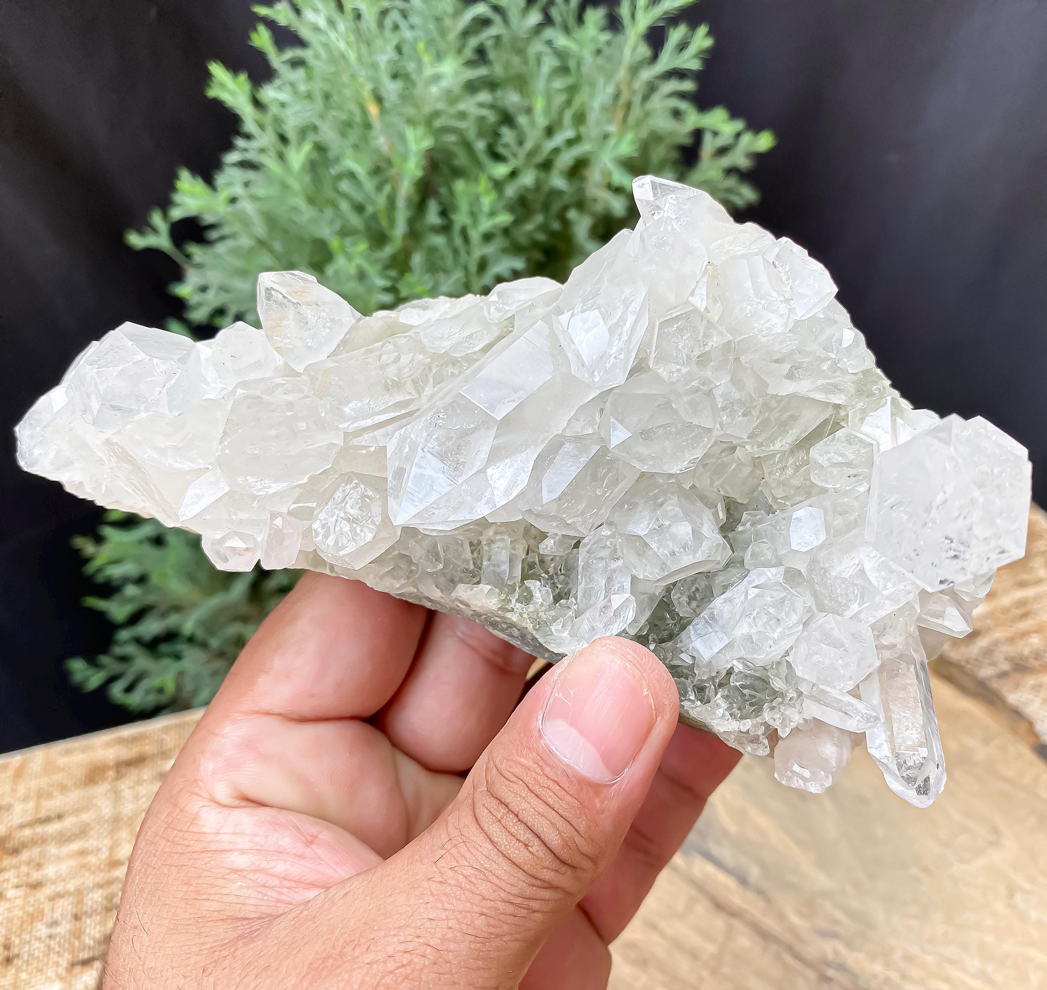Himalayan Green Chlorite Quartz Cluster: Natural Healing Crystal Rough, 565gm