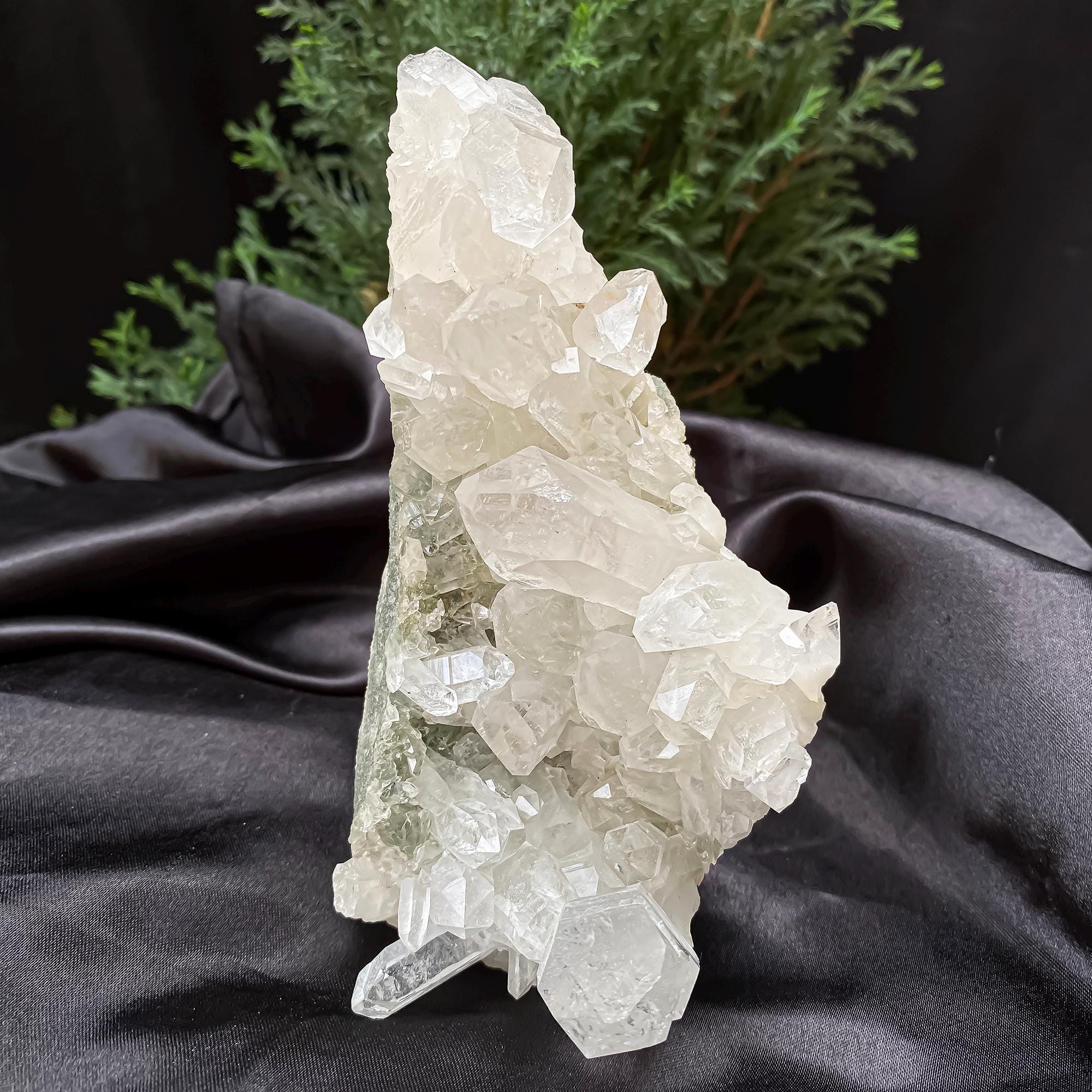 Himalayan Green Chlorite Quartz Cluster: Natural Healing Crystal Rough, 565gm