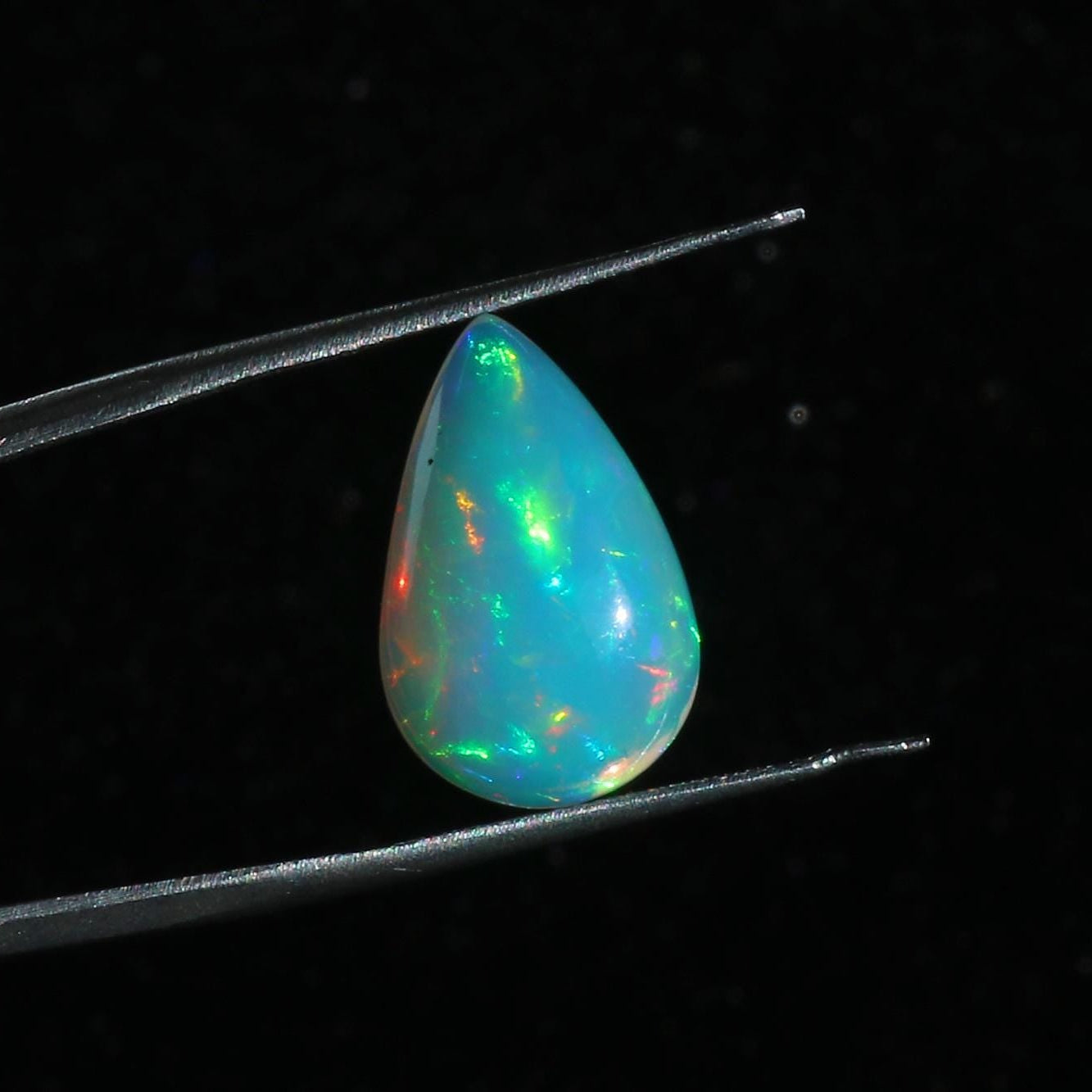 Ethiopian Welo Opal Cabochon: Pear Shape Loose Gemstone (6.3 Cts, 11x18 mm)