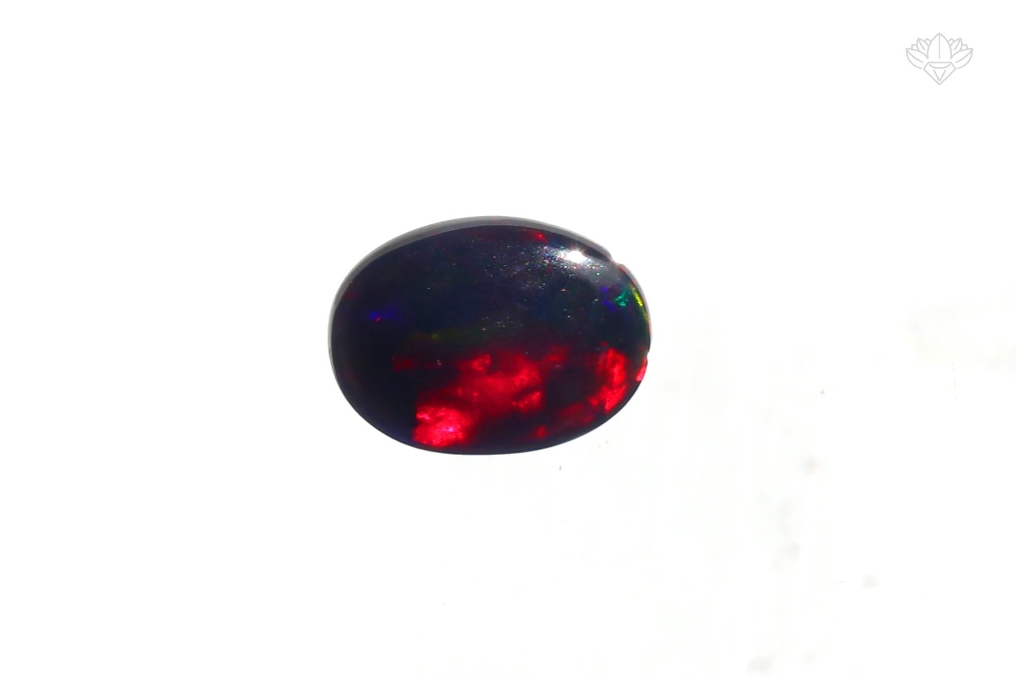 Ethiopian Black Opal Cabochon: 3.84 ct Oval Gemstone, 13x14 mm