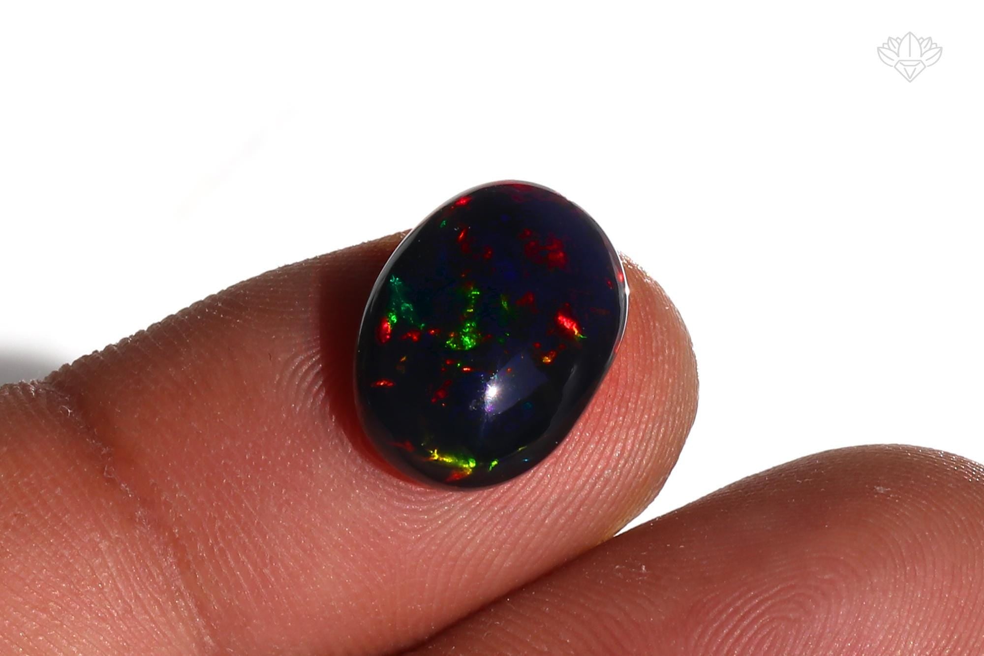 Ethiopian Black Opal Cabochon: 3.84 ct Oval Gemstone, 13x14 mm