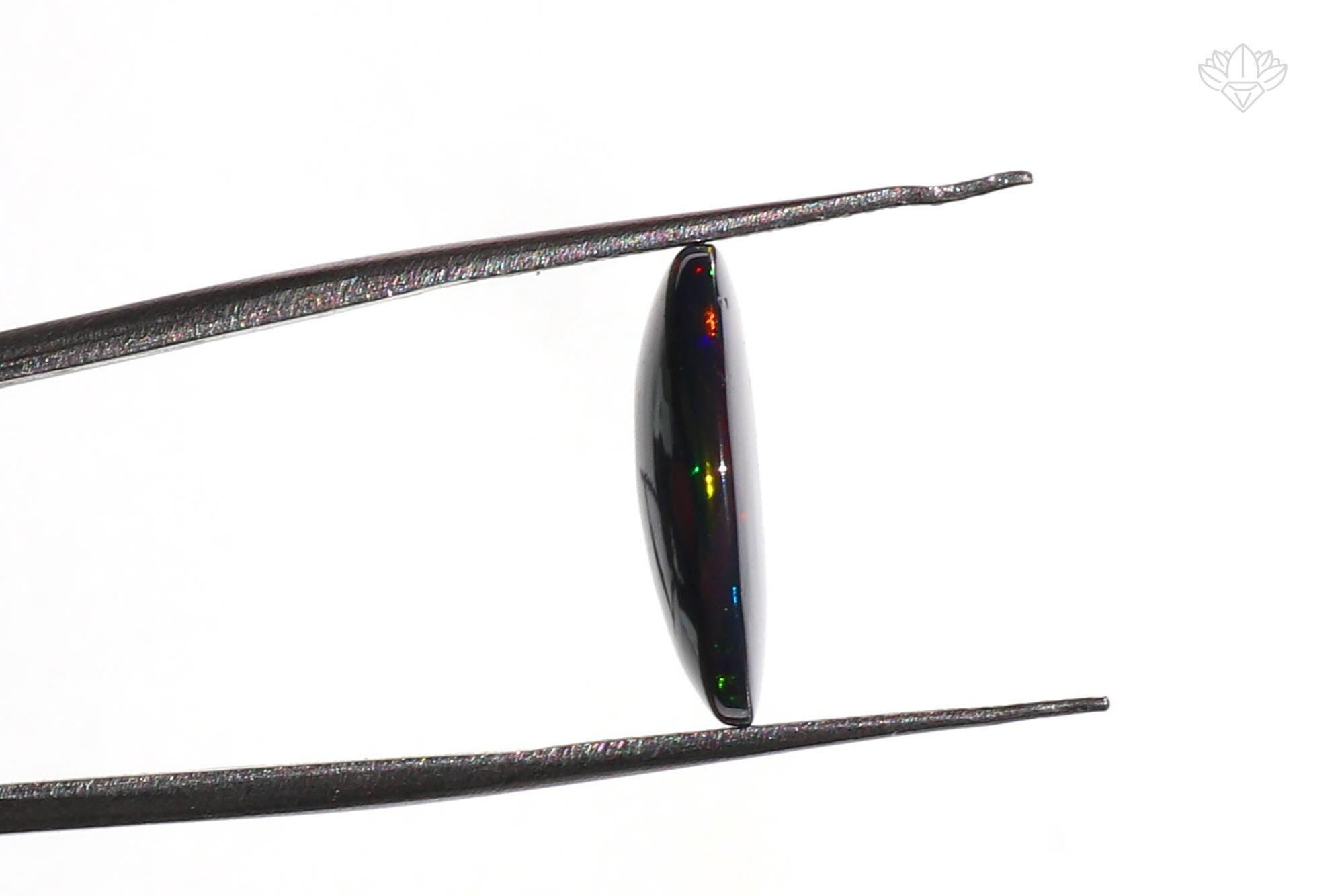 Ethiopian Black Opal Cabochon: Multi-Fire Gemstone (13x16 mm, 4.16ct