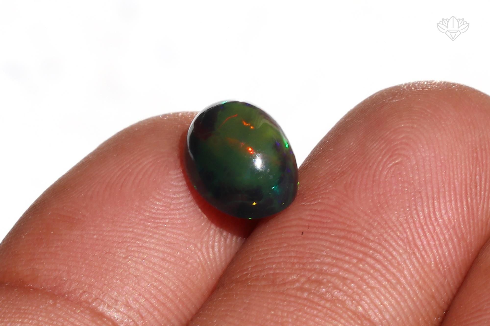 2.68 Crt Ethiopian Black Opal Stone: Oval Cabochon, Jewelry Making