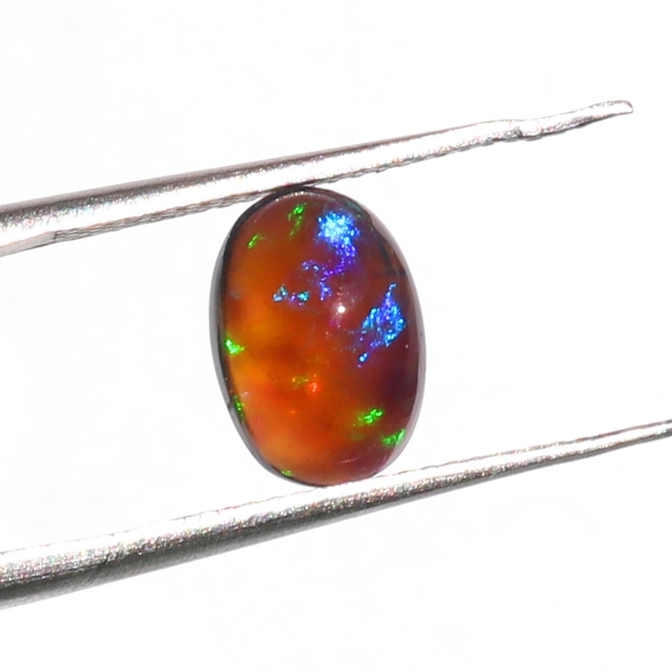 Ethiopian Black Opal Cabochons: Multi-Fire Gemstone Lot (11.53ct, 9pc, 7x10mm