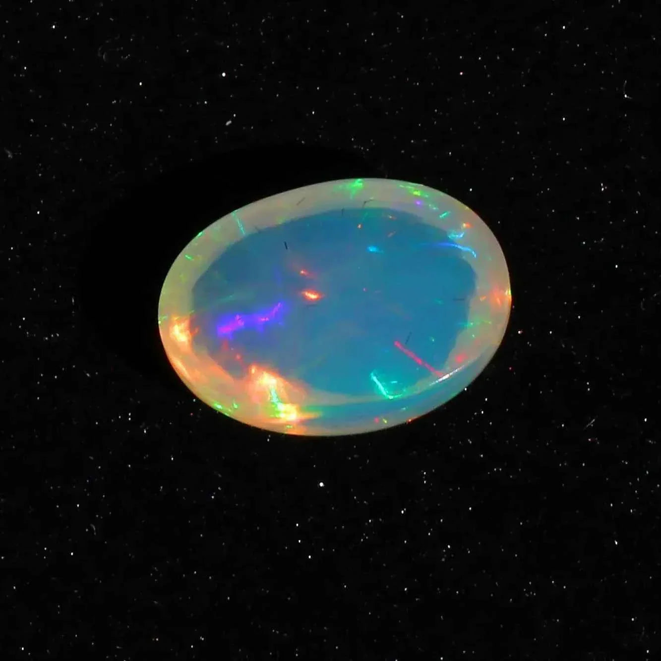 3.21 Carat Ethiopian Opal Cabochon: White Fire Opal Oval Gemstone loose gemstones