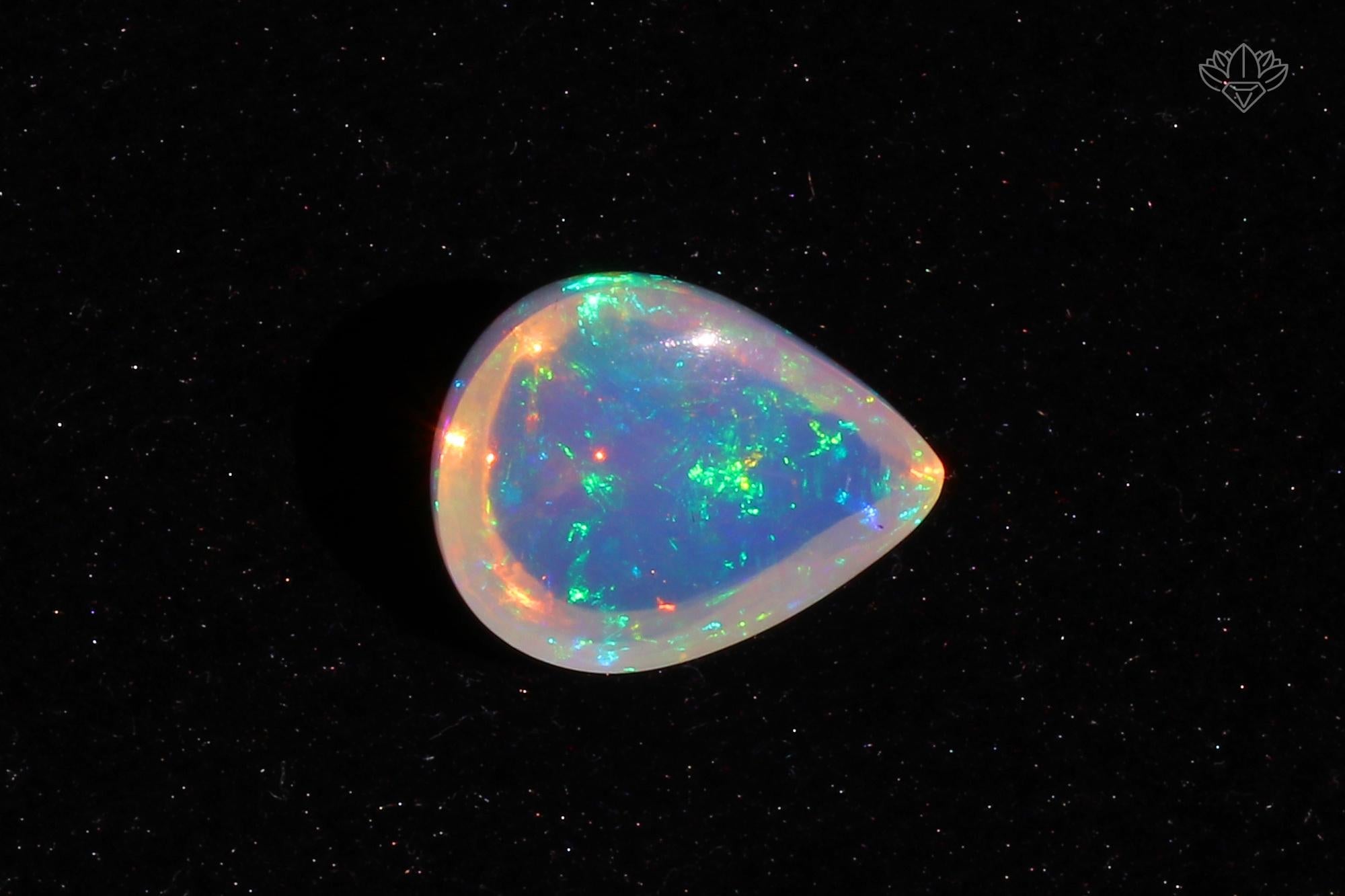AAA Ethiopian Welo Opal Cabochon: Pear Cut Gemstone, October Birthstone (16x13 mm, 8.04 Cts)