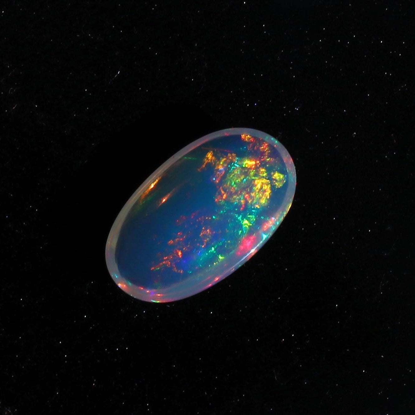 Ethiopian Opal Stone: 12x20mm White Multi-Fire Cabochon