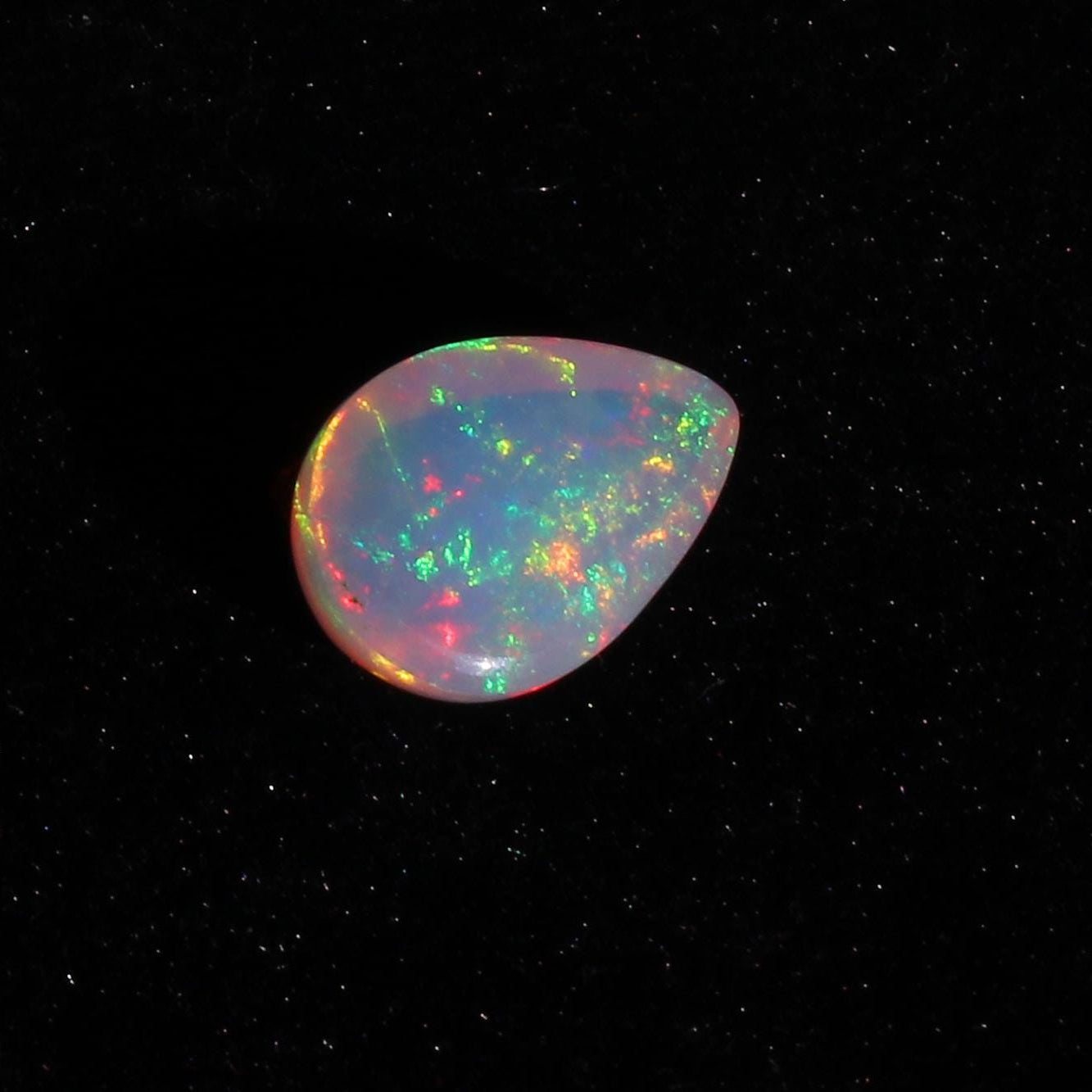 Ethiopian Welo Fire Opal Stone: 4.55 ct Pear Cabochon Gemstone