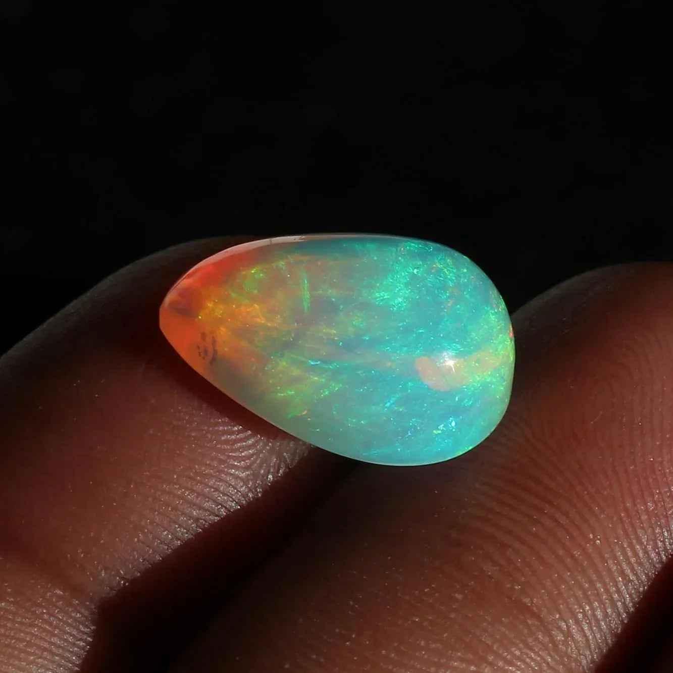 6.57 Cts Ethiopian Opal Stone: Pear Cabochon Gemstone loose gemstones