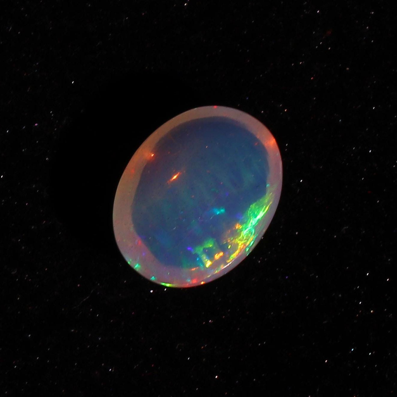 Welo Fire Opal Cabochon: 3.85 ct Ethiopian Gemstone, October Birthstone