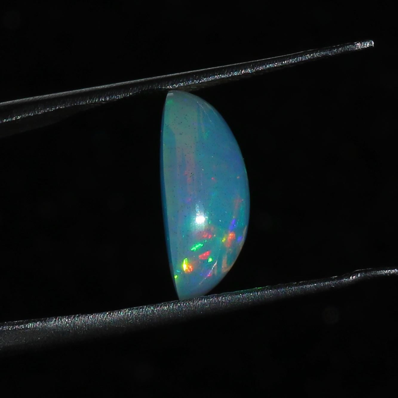 Welo Fire Opal Cabochon: 3.85 ct Ethiopian Gemstone, October Birthstone