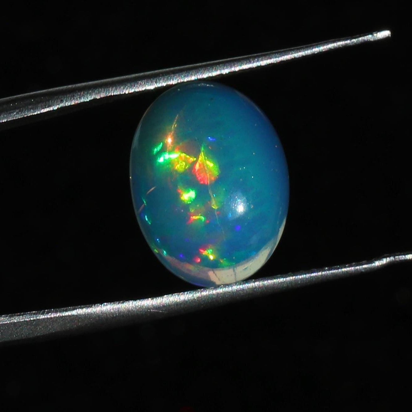 Welo Fire Opal Cabochon: 3.85 ct Ethiopian Gemstone, October Birthstone