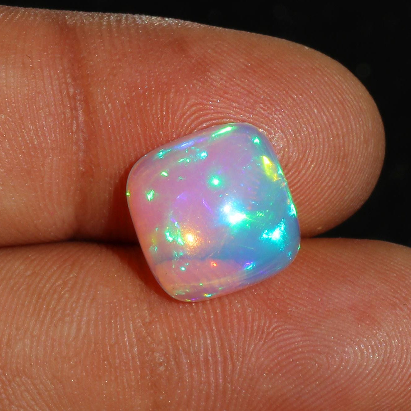 Welo Fire Opal Cabochon: 4.93ct Cushion Cut Ethiopian Gemstone