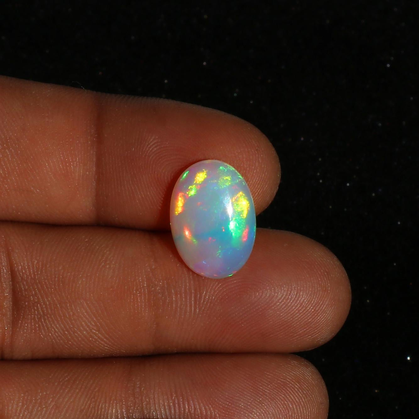 Ethiopian Welo Opal Cabochon: Natural White Fire Opal, October Birthstone (11x16mm, 3.8 Cts)