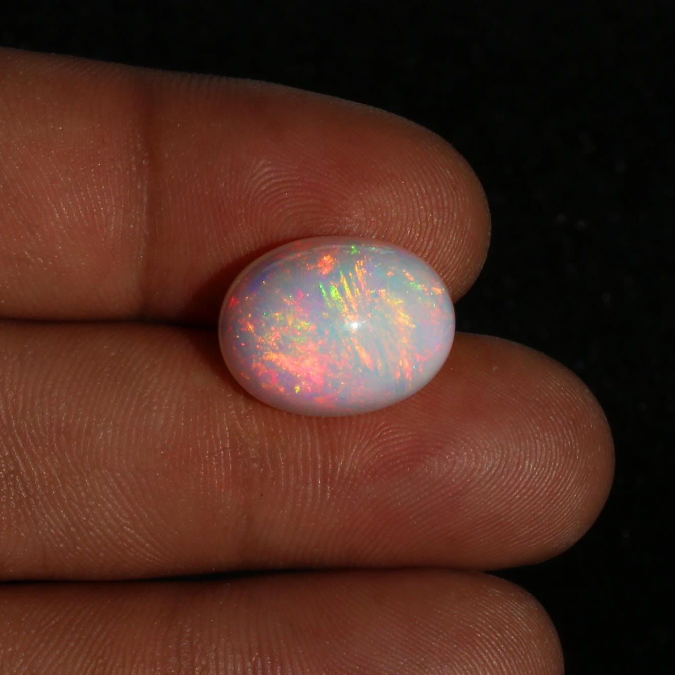 Welo Opal Gemstone: Ethiopian Multi-Fire Oval Cabochon (13x16 mm, 9.61 Cts