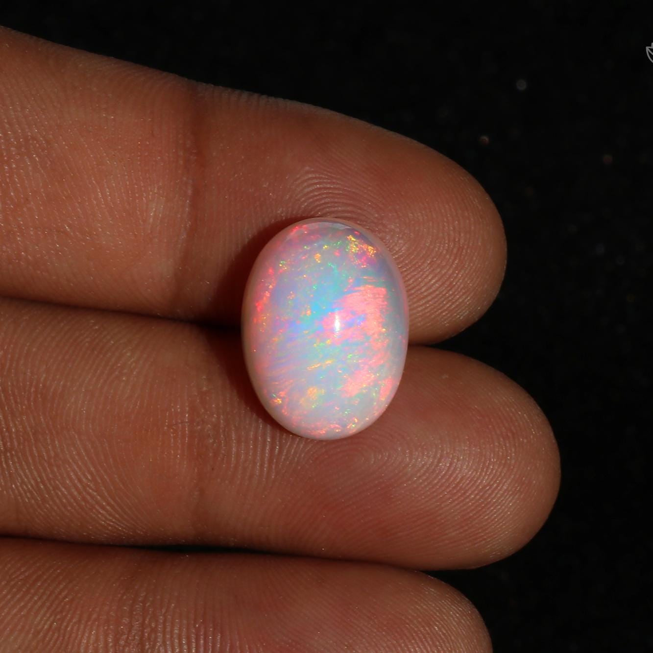 Welo Opal Gemstone: Ethiopian Multi-Fire Oval Cabochon (13x16 mm, 9.61 Cts