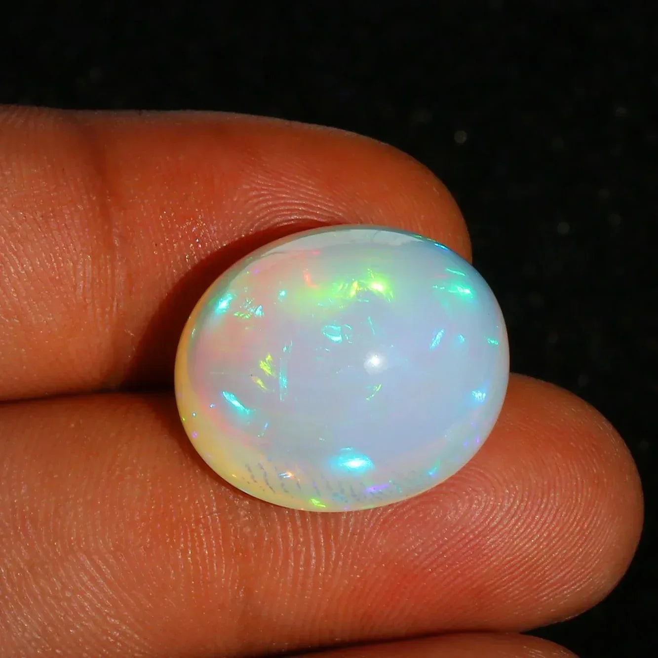 Ethiopian Welo Opal Cabochon: Rainbow Fire Gemstone, 26.7 ct loose gemstones
