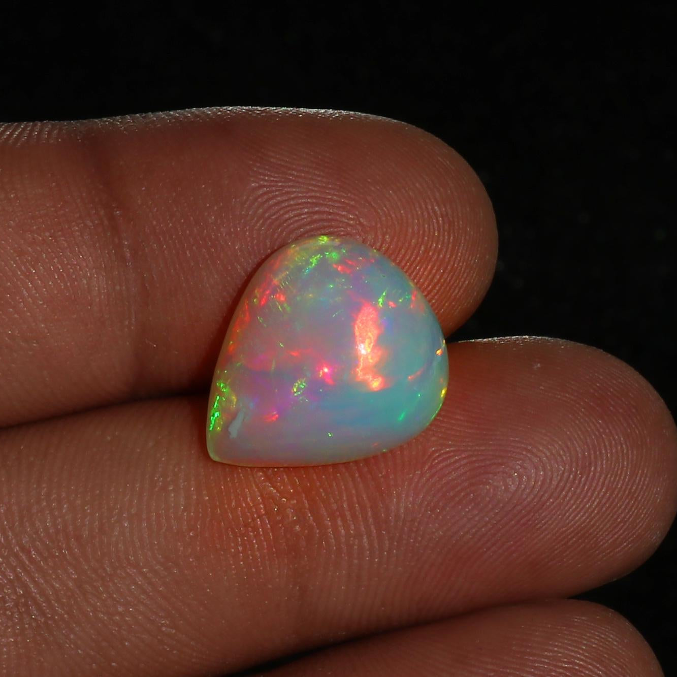 White Ethiopian Opal 7.94ct Pear Cabochon – 14x16mm Untreated Natural Gemstone EPW 196