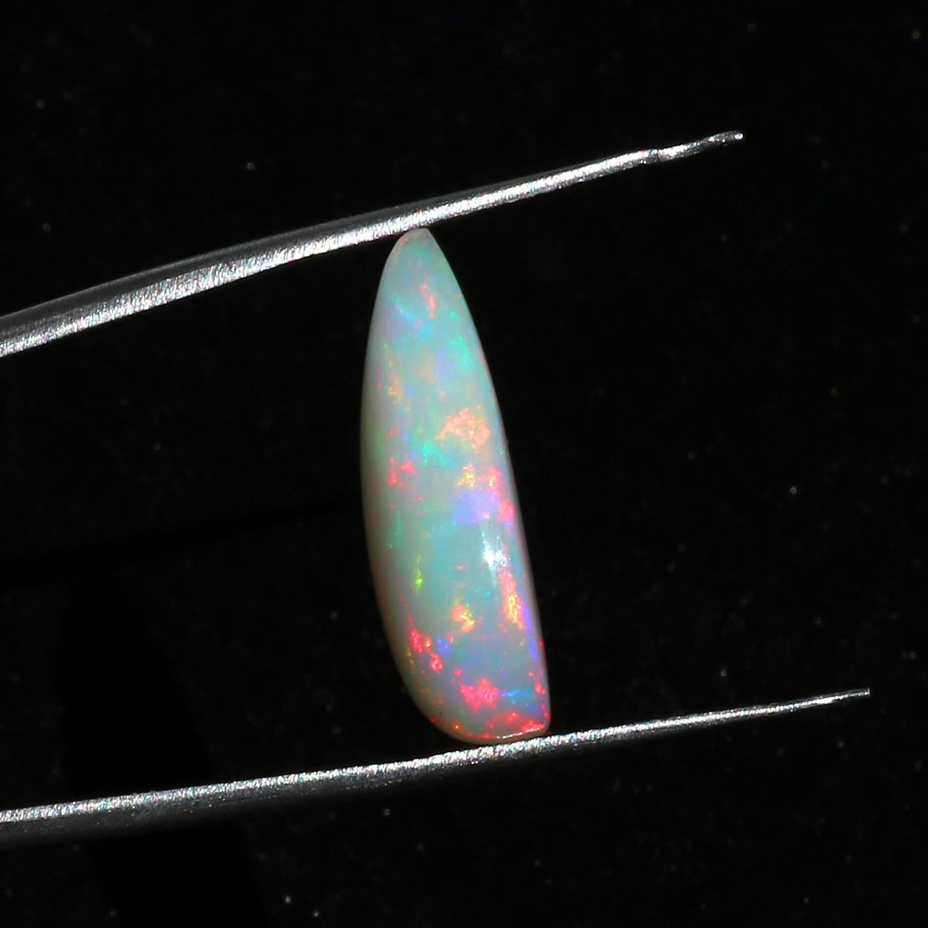 7.53 Ct Ethiopian Welo Opal Cabochon: Rainbow Fire Pear Gemstone