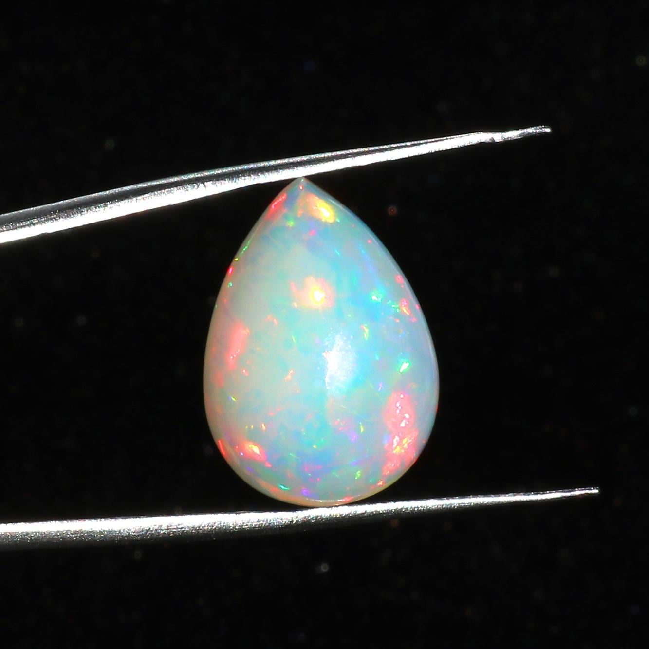 Ethiopian Opal Stone: 11.52 Cts Pear Cabochon, Untreated Fire Opal