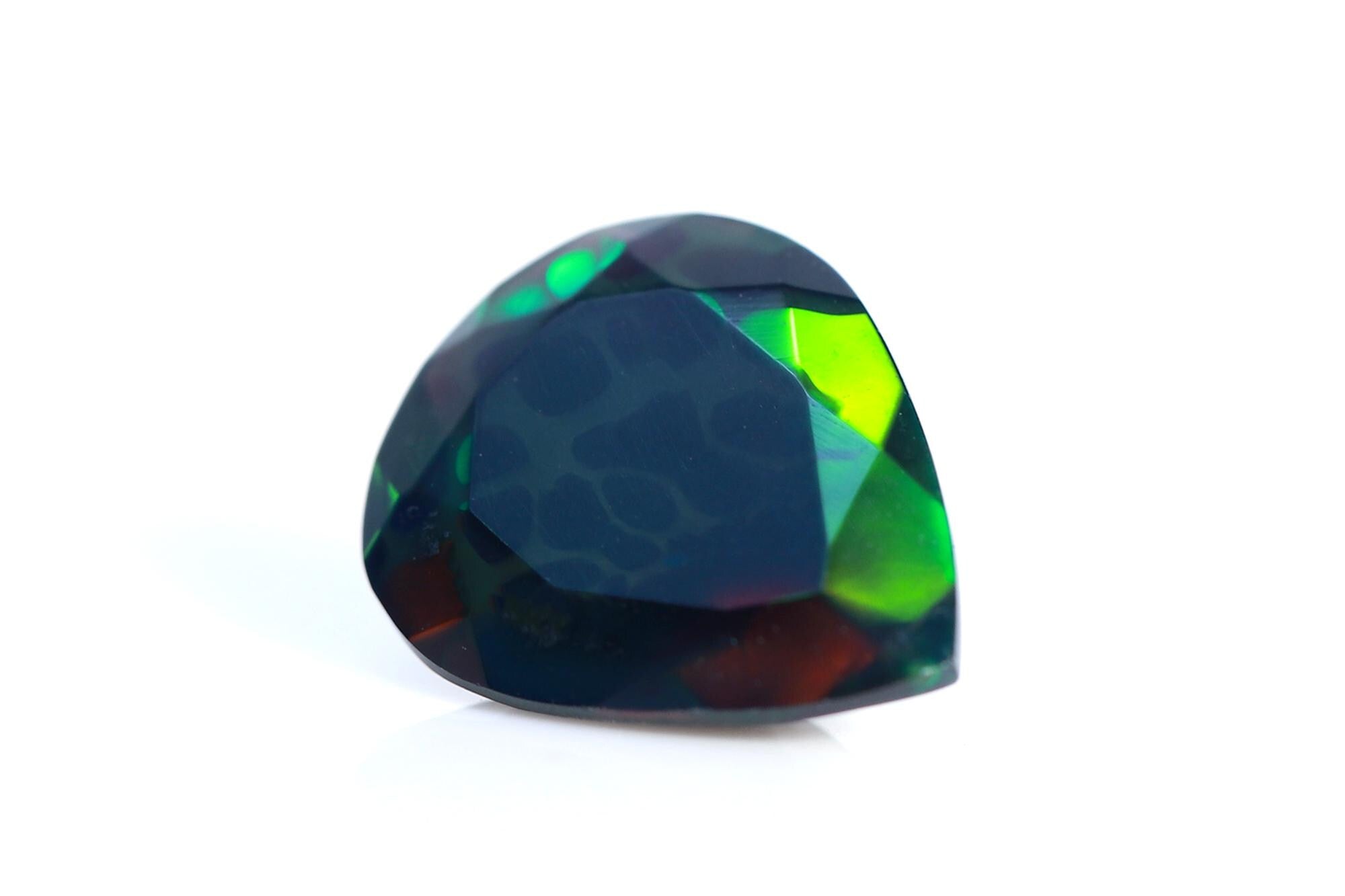 Welo Ethiopian Black Opal Pear Cabochon: 9x11mm Loose Gemstone