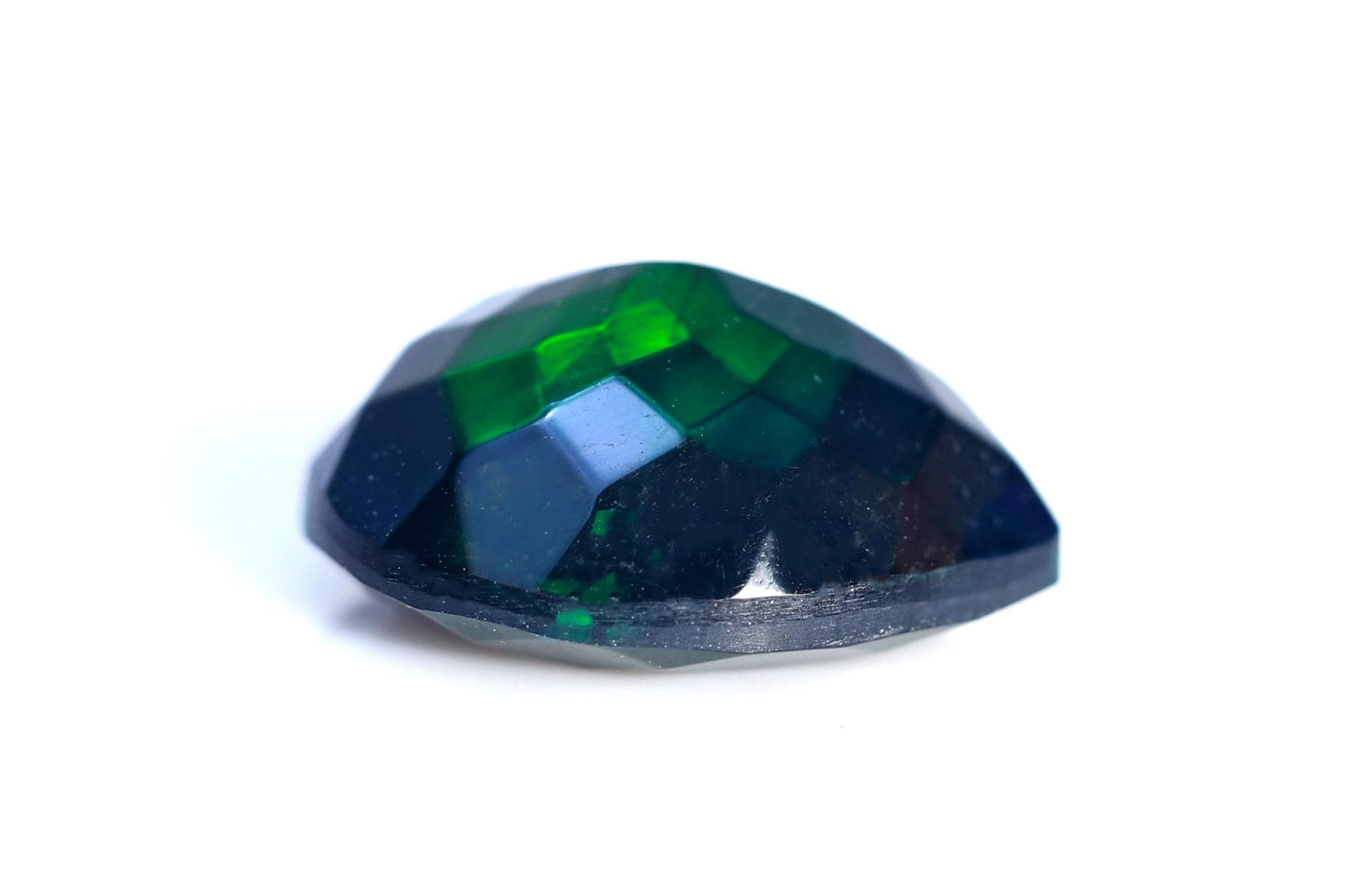 Ethiopian Black Opal Cut Stone: 2.05 ct Faceted Pear Cabochon