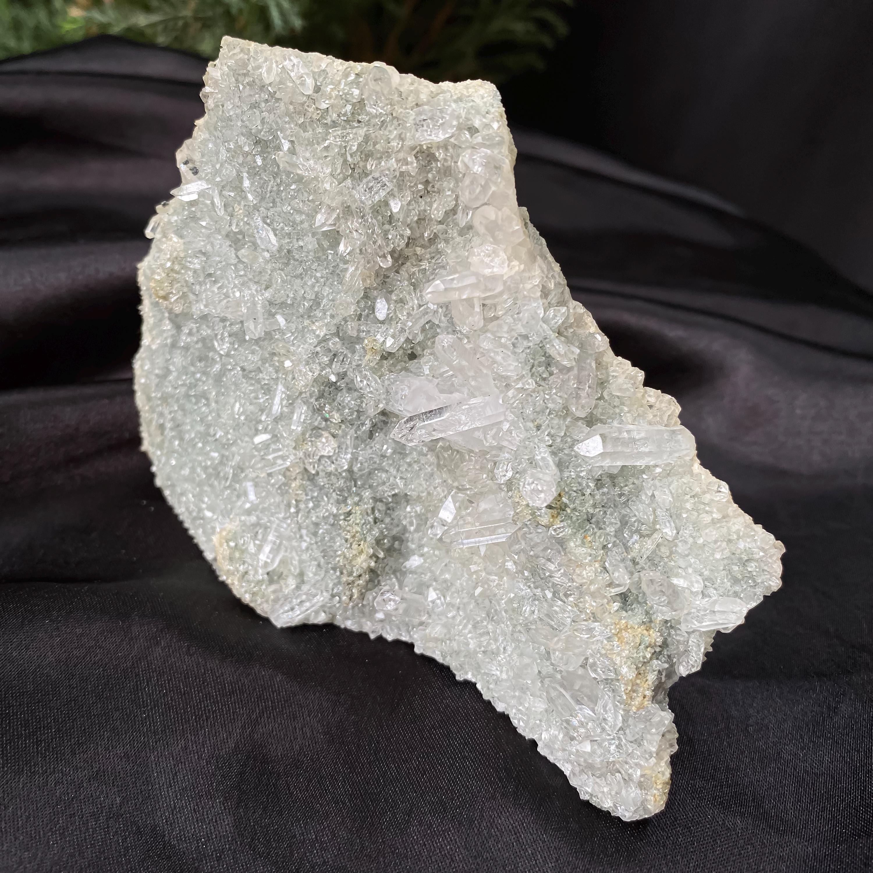 Himalayan Green Chlorite Quartz Cluster: Raw Healing Crystal, Home Decor 265gm