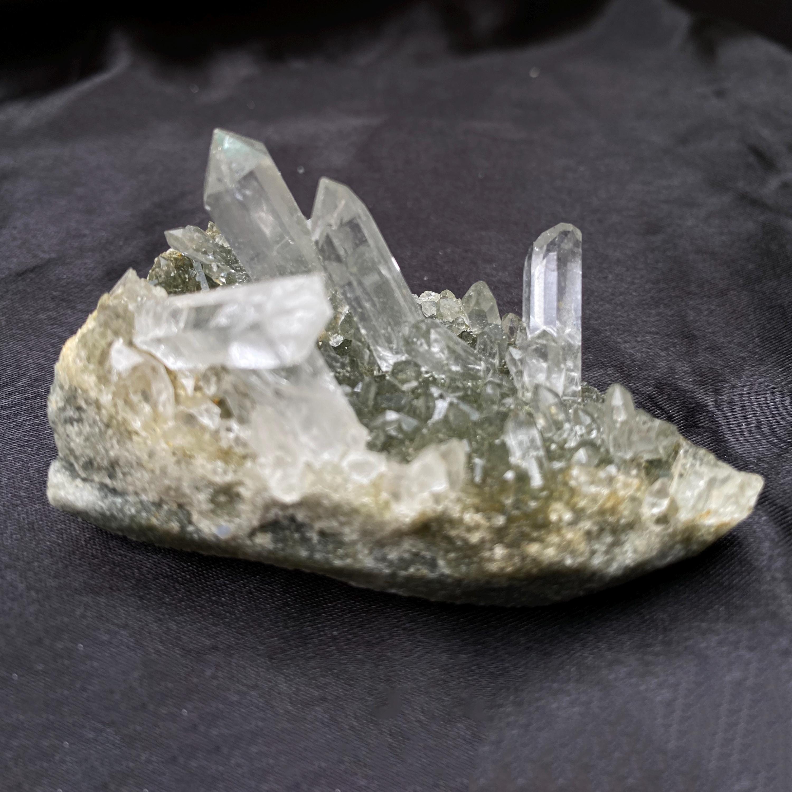 Himalayan Green Chlorite Quartz Point: 90gm Gwindel Crystal