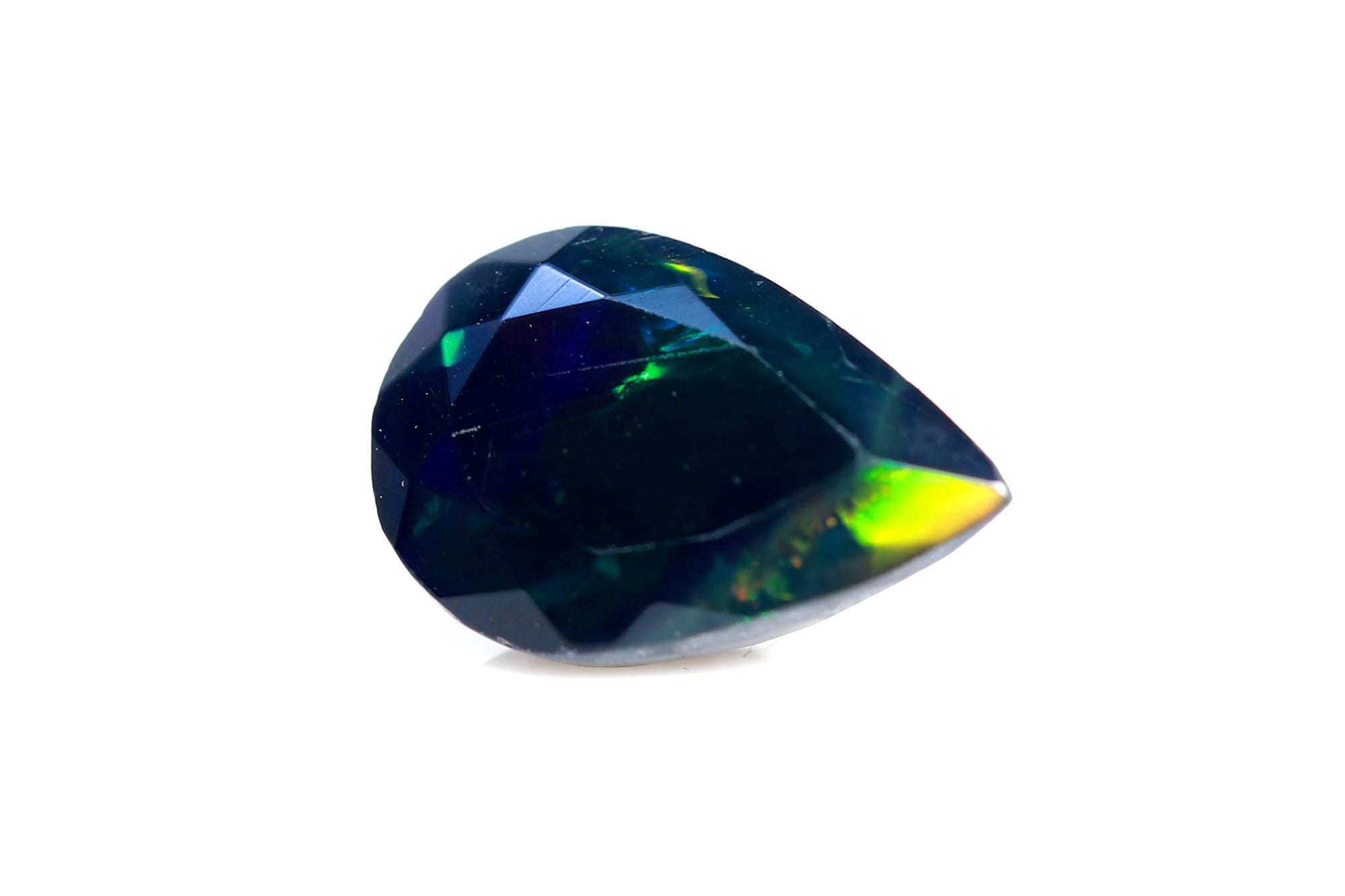 Welo Ethiopian Black Opal Pear Cabochon: 6x11mm Loose Gemstone