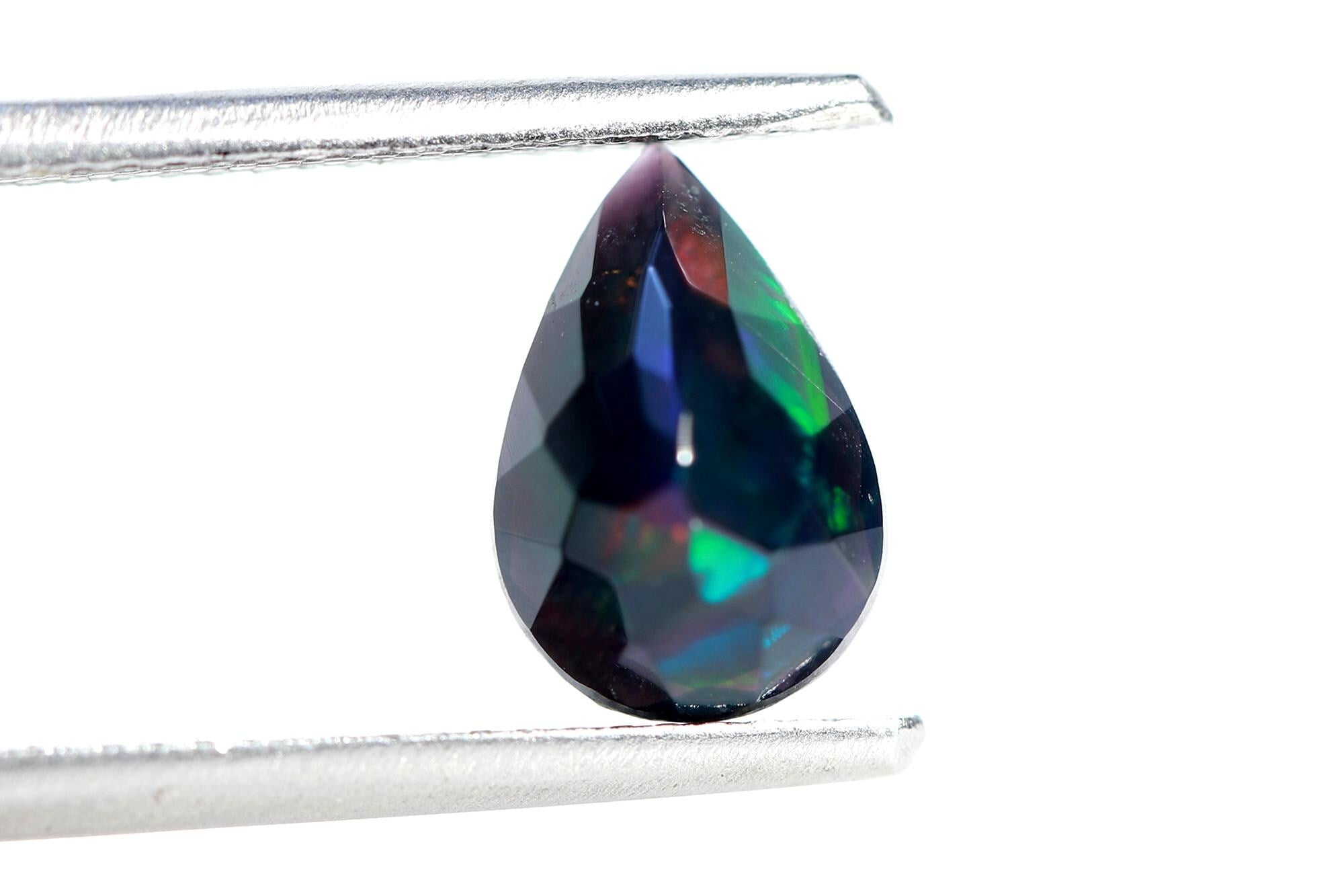 Welo Ethiopian Black Opal Pear Cabochon: 6x11mm Loose Gemstone