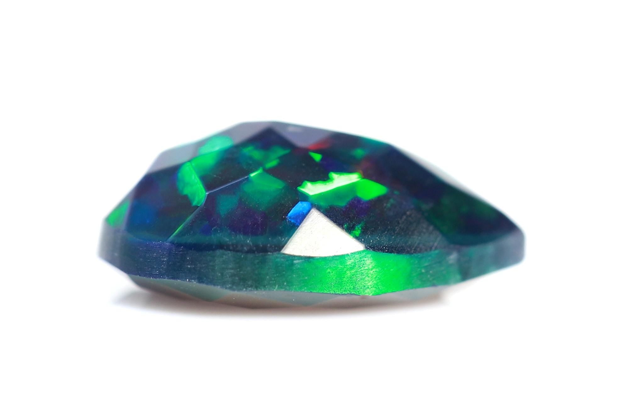 7x10mm Ethiopian Black Opal Gemstone: Faceted Pear Cut Stone