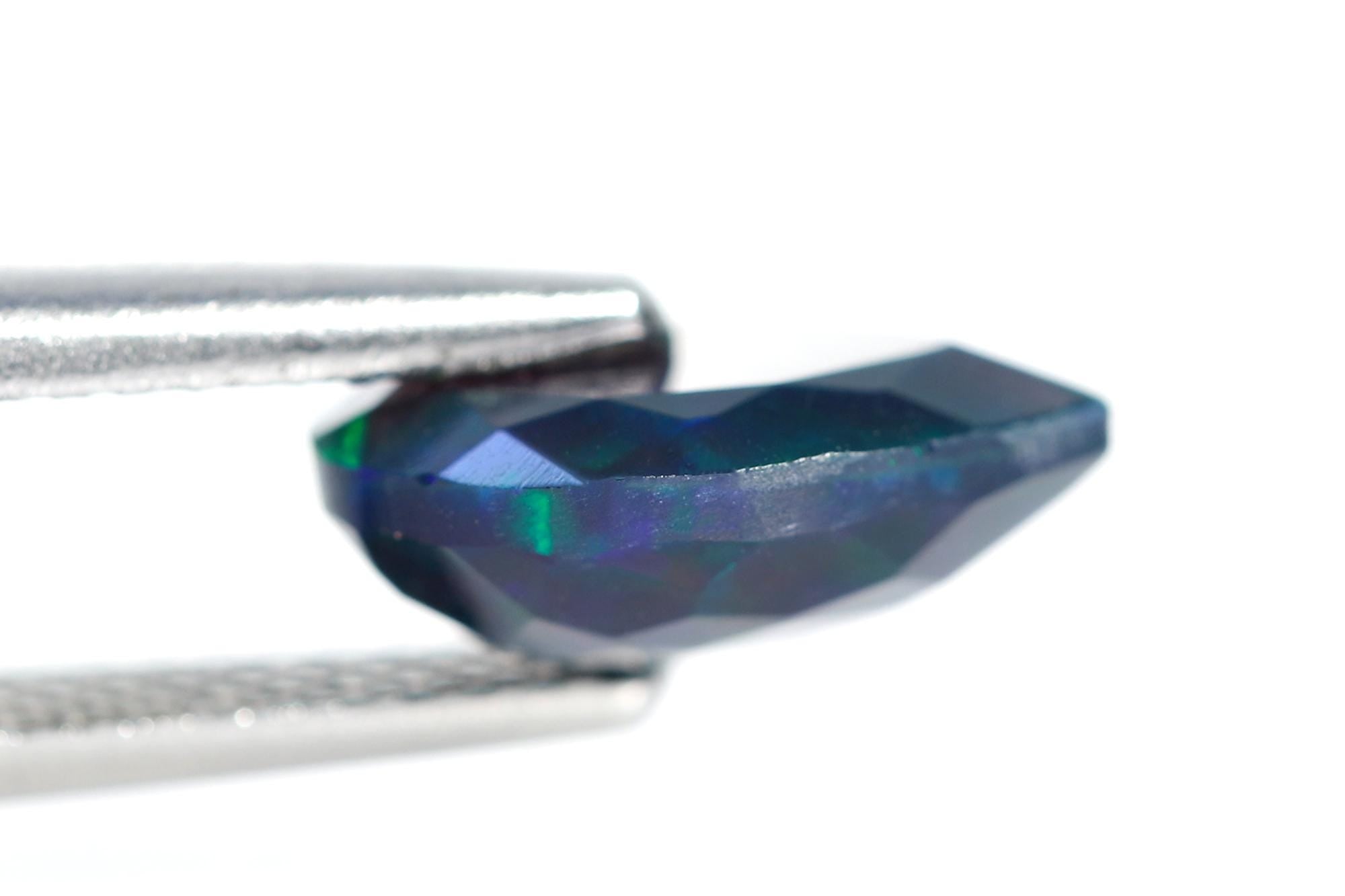 7x10mm Ethiopian Black Opal Gemstone: Faceted Pear Cut Stone