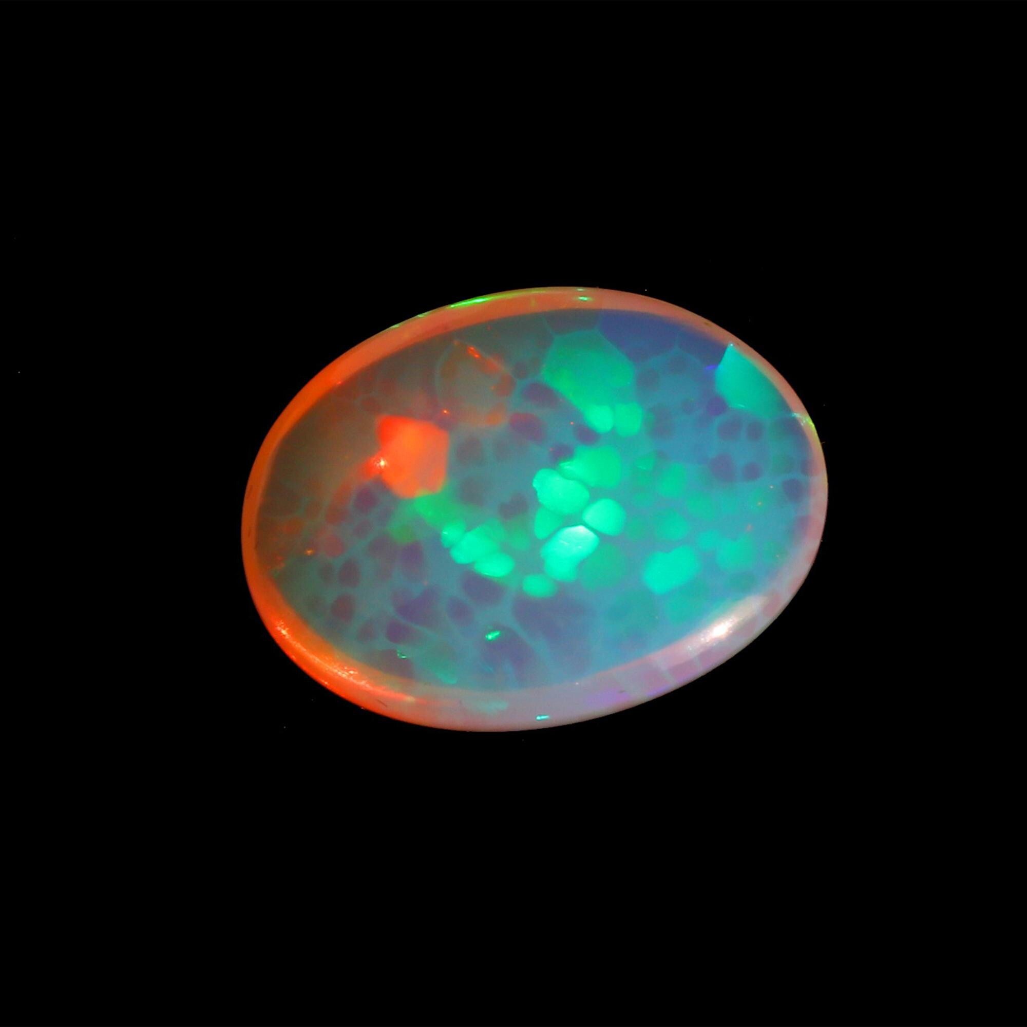 Welo Ethiopian Opal Cabochon: Full Flash Oval Gemstone, 16x21 mm