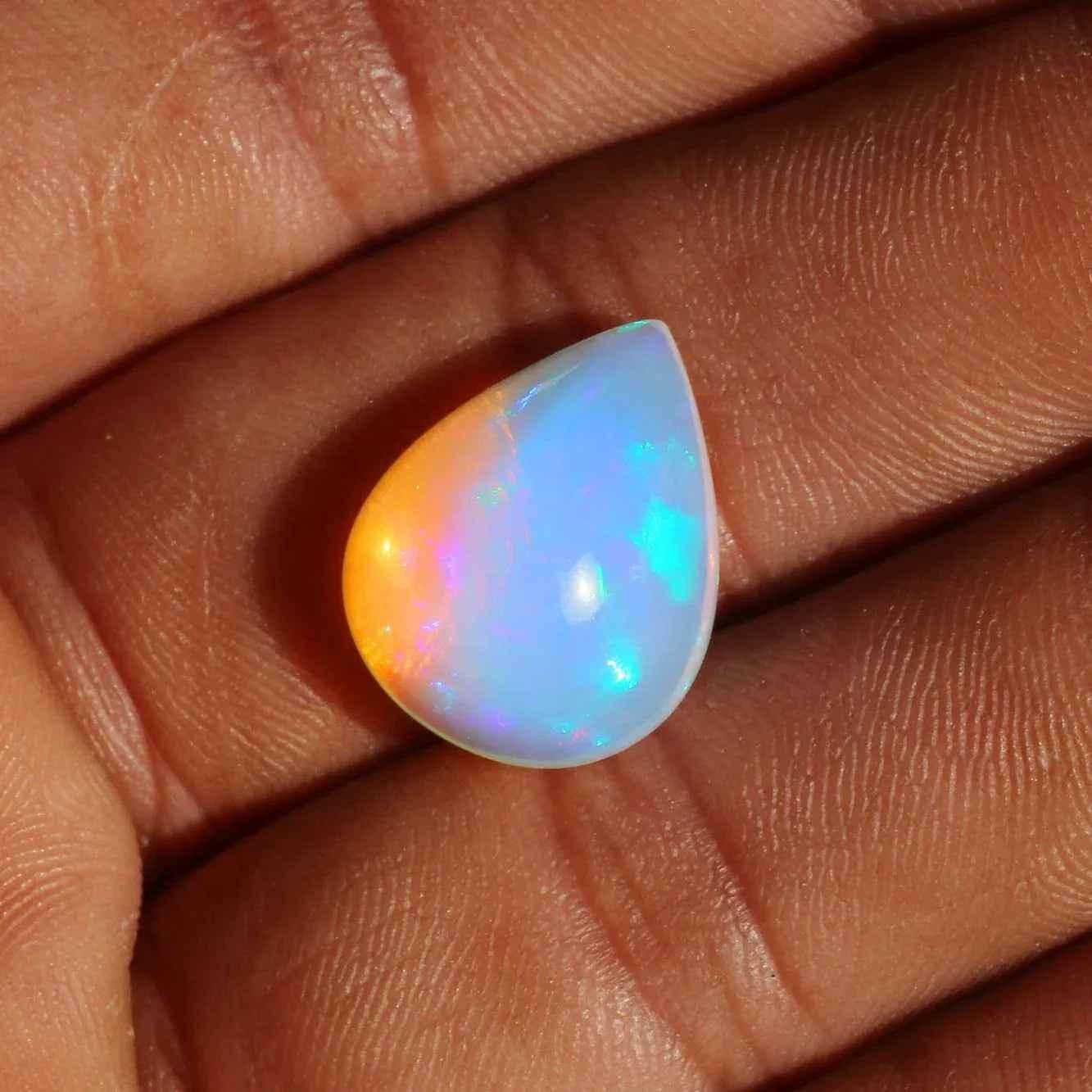 Ethiopian Welo Opal Cabochon: Rainbow Fire Gemstone, 14x18mm loose gemstones