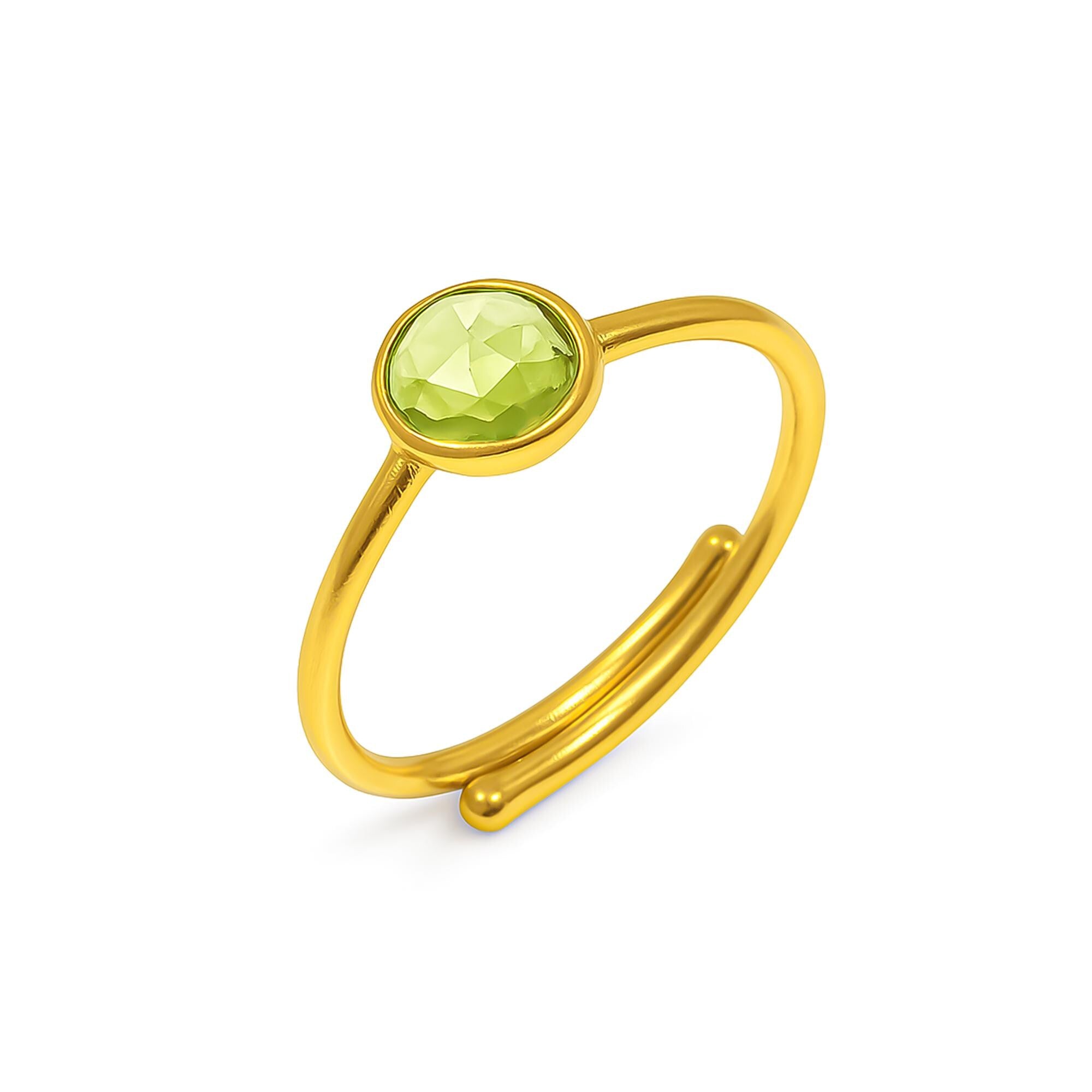 Adjustable Peridot Ring: Sterling Silver Bohemian Gemstone