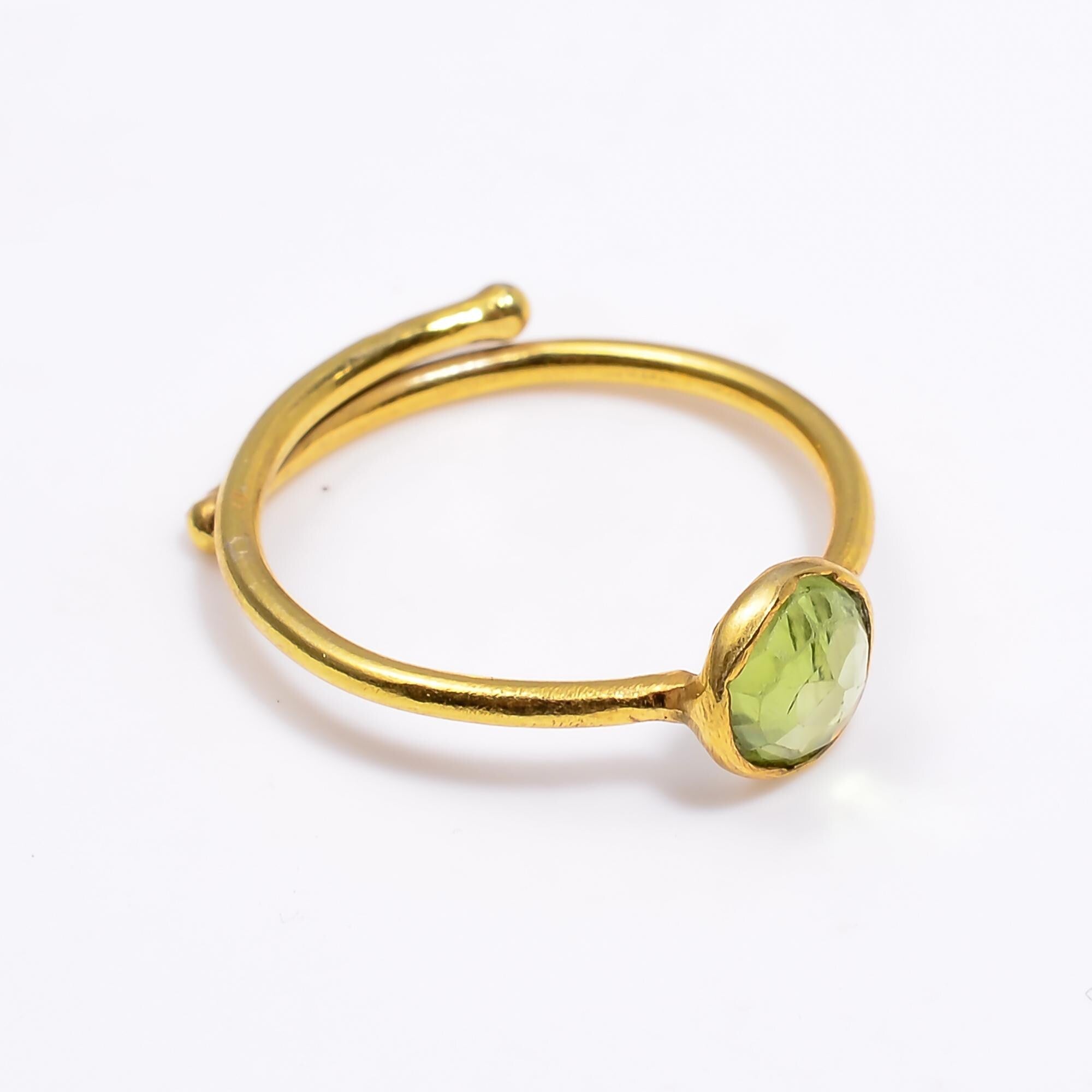 Adjustable Peridot Ring: Sterling Silver Bohemian Gemstone